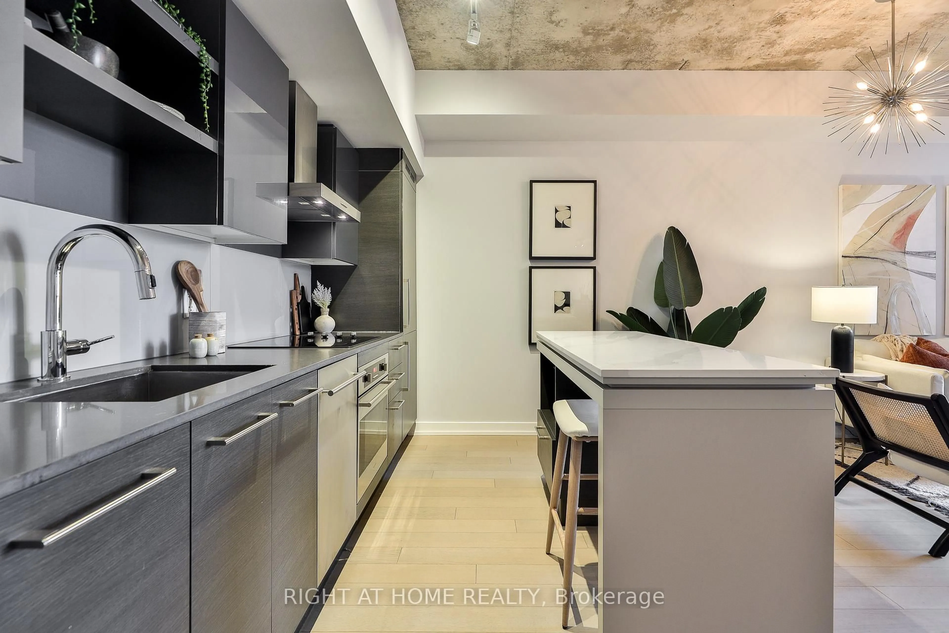 Contemporary kitchen, cement floor for 1030 King St #909, Toronto Ontario M6K 3N3
