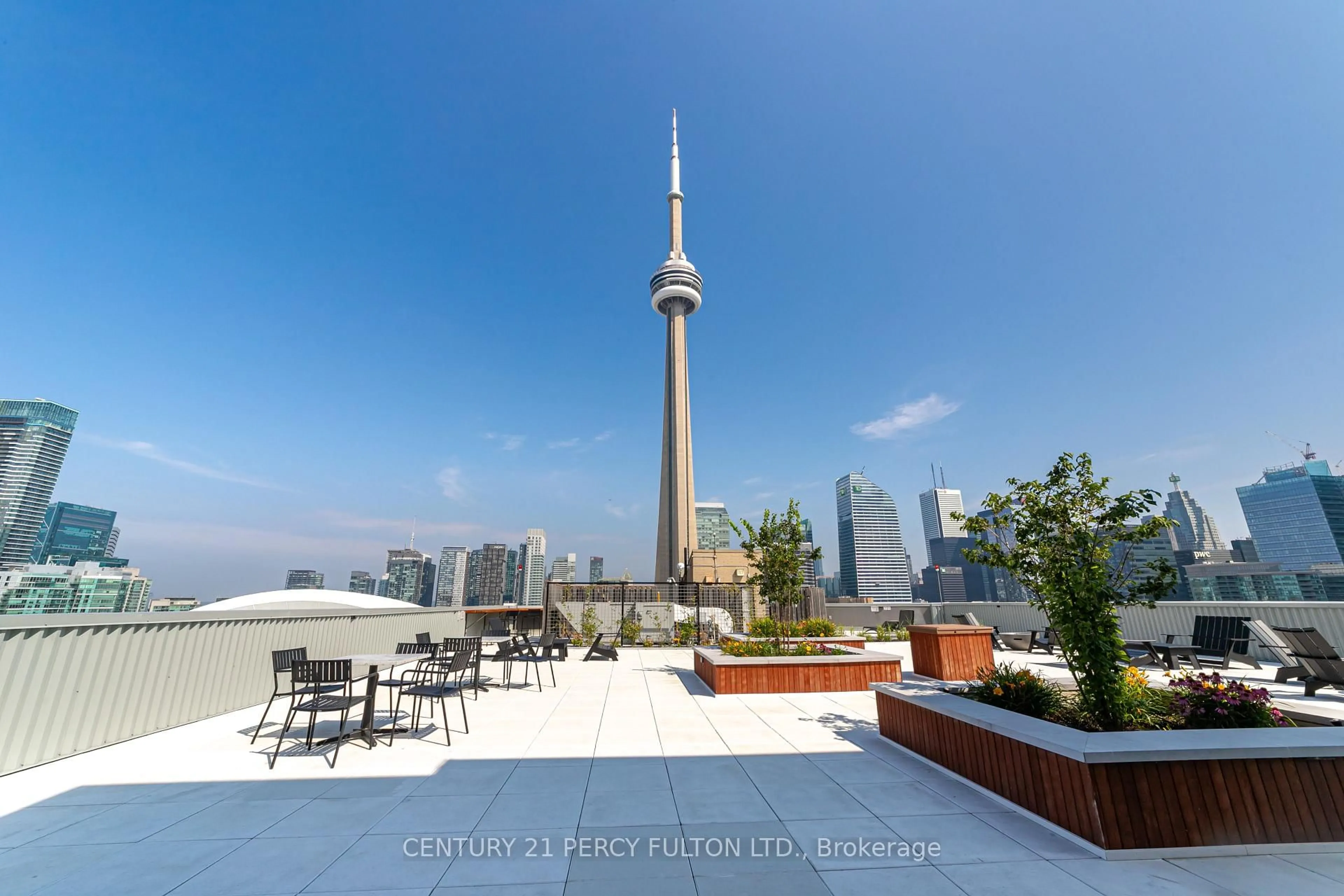 Patio, city buildings view from balcony for 270 Queens Quay #2508, Toronto Ontario M5J 2N4
