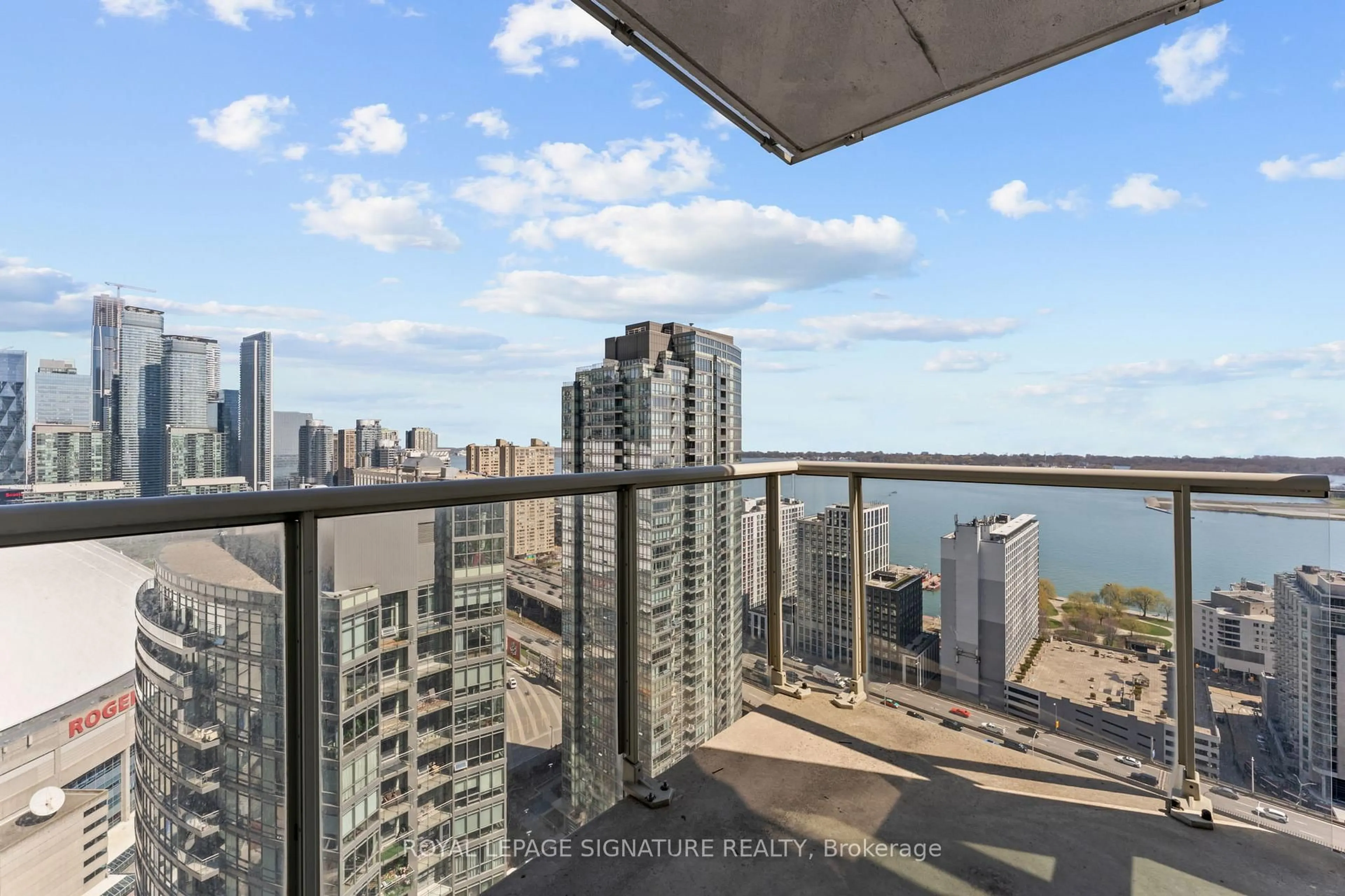 Balcony in the apartment, city buildings view from balcony for 10 Navy Wharf Crt #3609, Toronto Ontario M5V 3V2