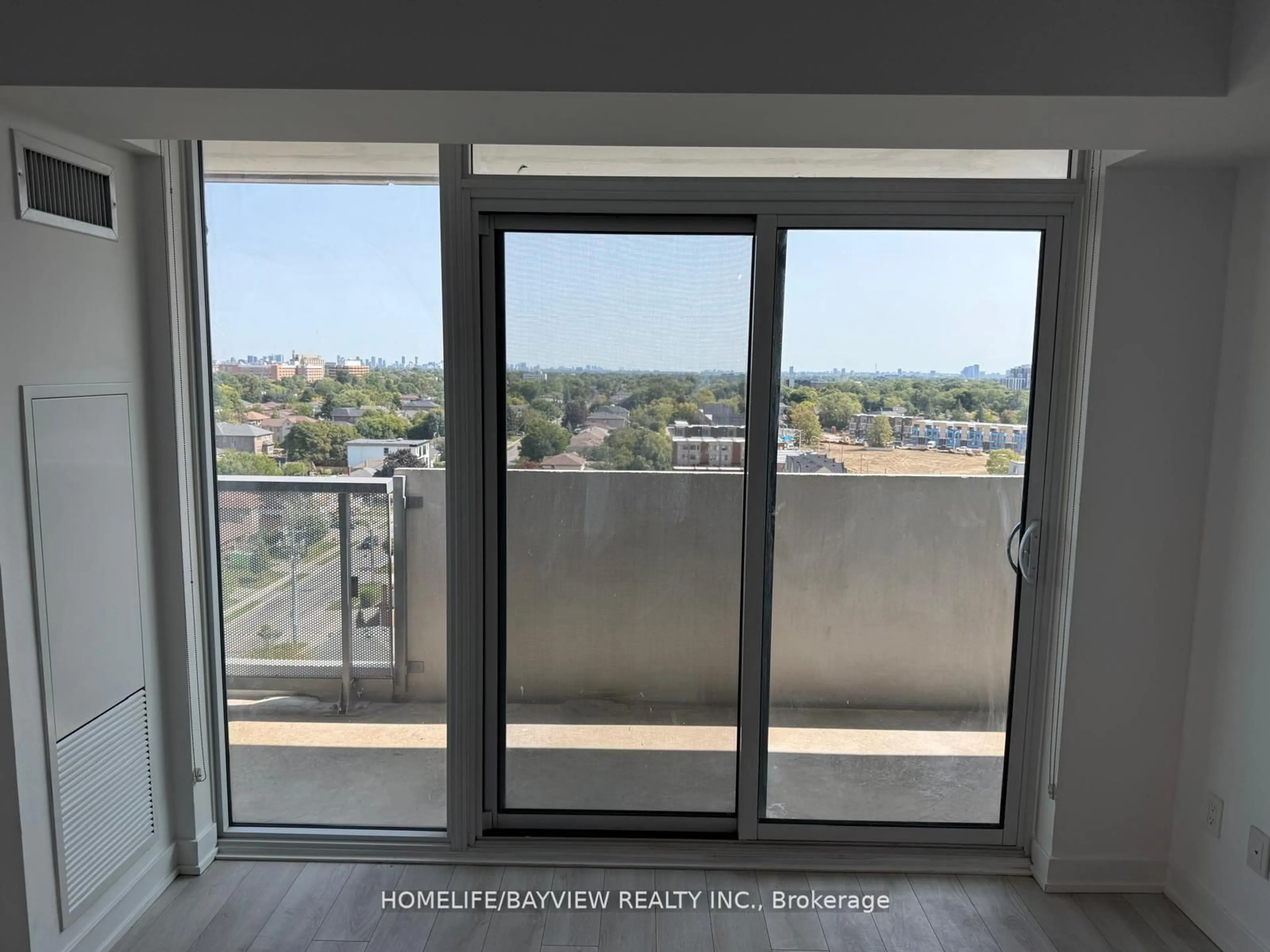 Balcony in the apartment, city buildings view from balcony for 120 Varna Dr #1212, Toronto Ontario M6A 0B3