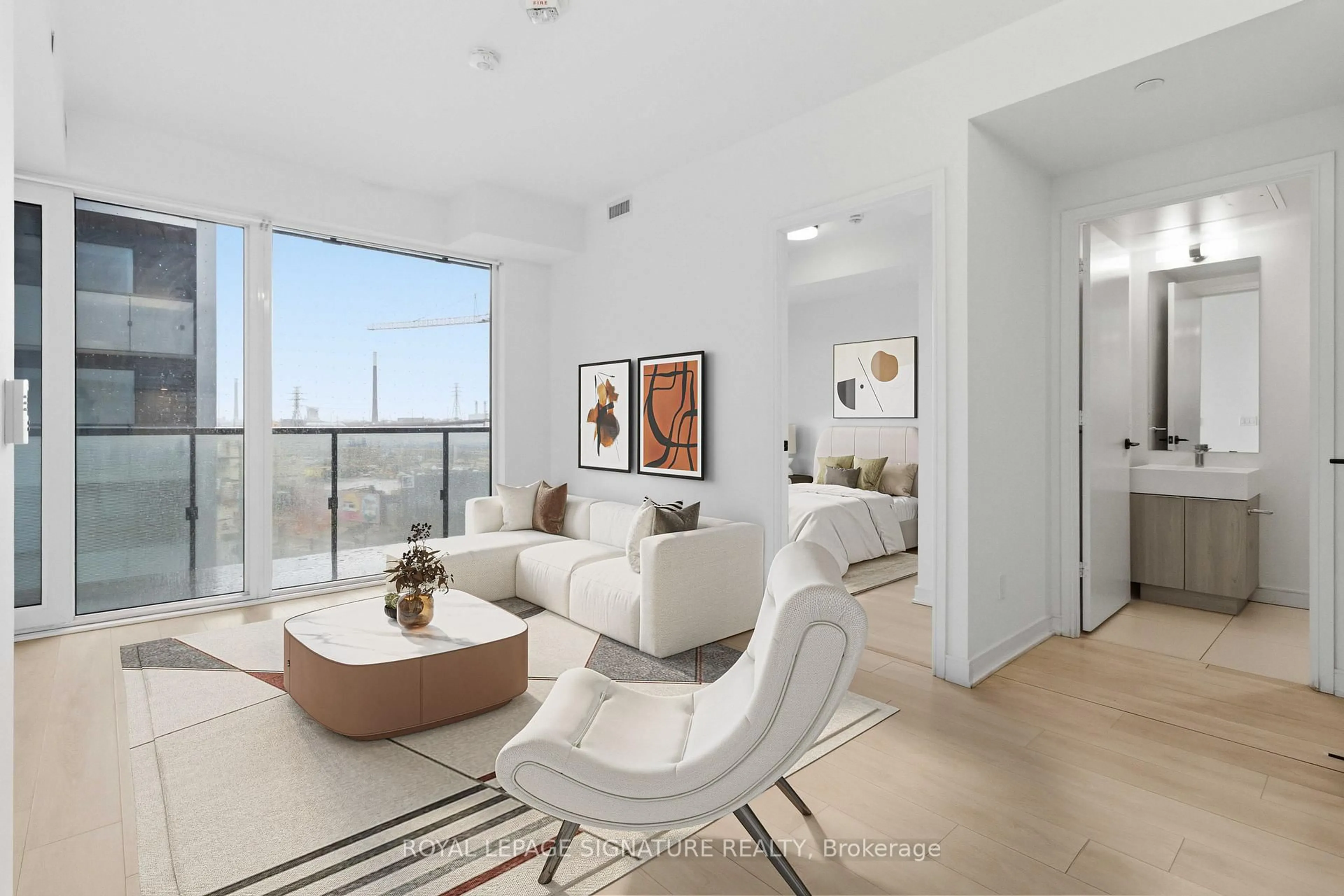 Living room with furniture, unknown for 35 Rolling Mills Rd #S451, Toronto Ontario M5A 0V6