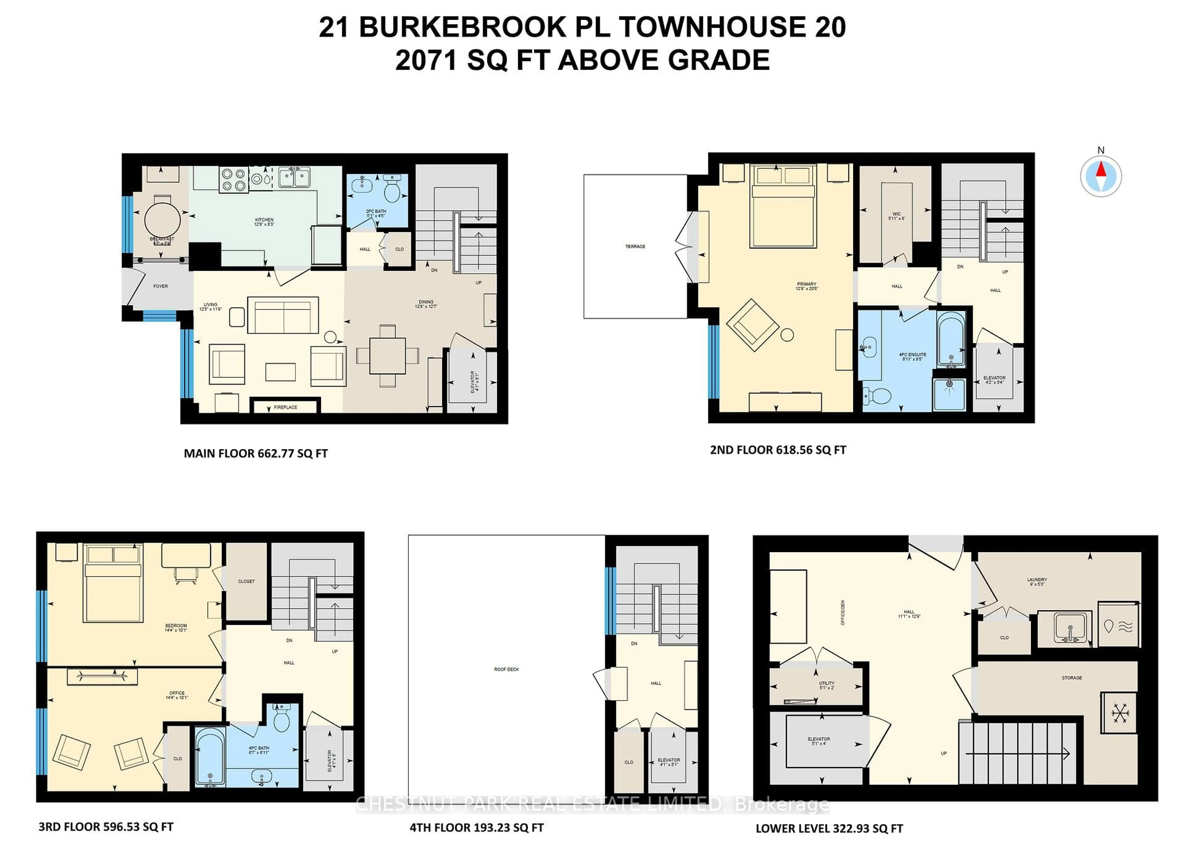 Floor plan for 21 Burkebrook Pl #TH20, Toronto Ontario M4G 0A2