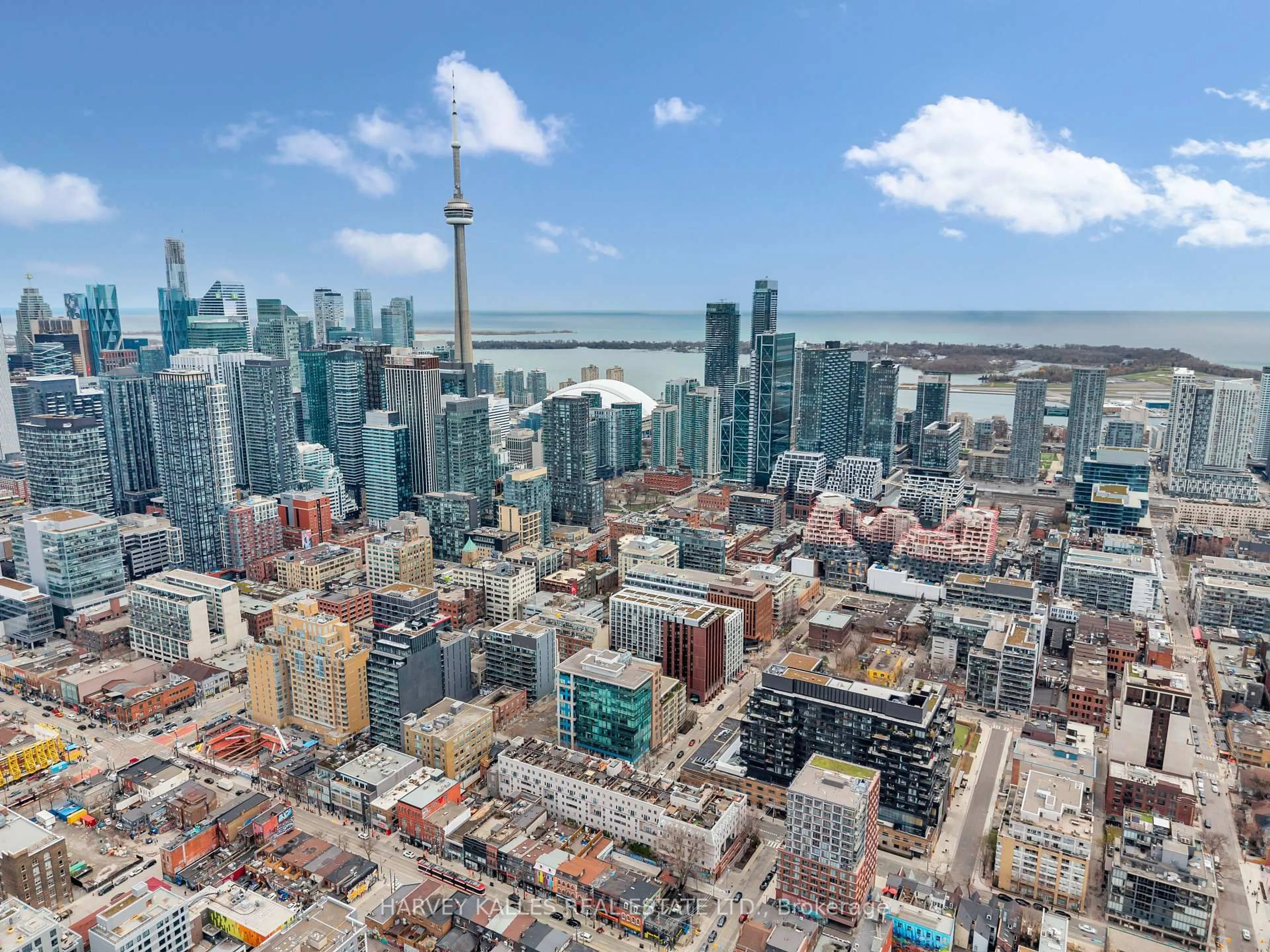 A pic from outside/outdoor area/front of a property/back of a property/a pic from drone, city buildings view from balcony for 500 Richmond St #Ph29, Toronto Ontario M5V 3N4