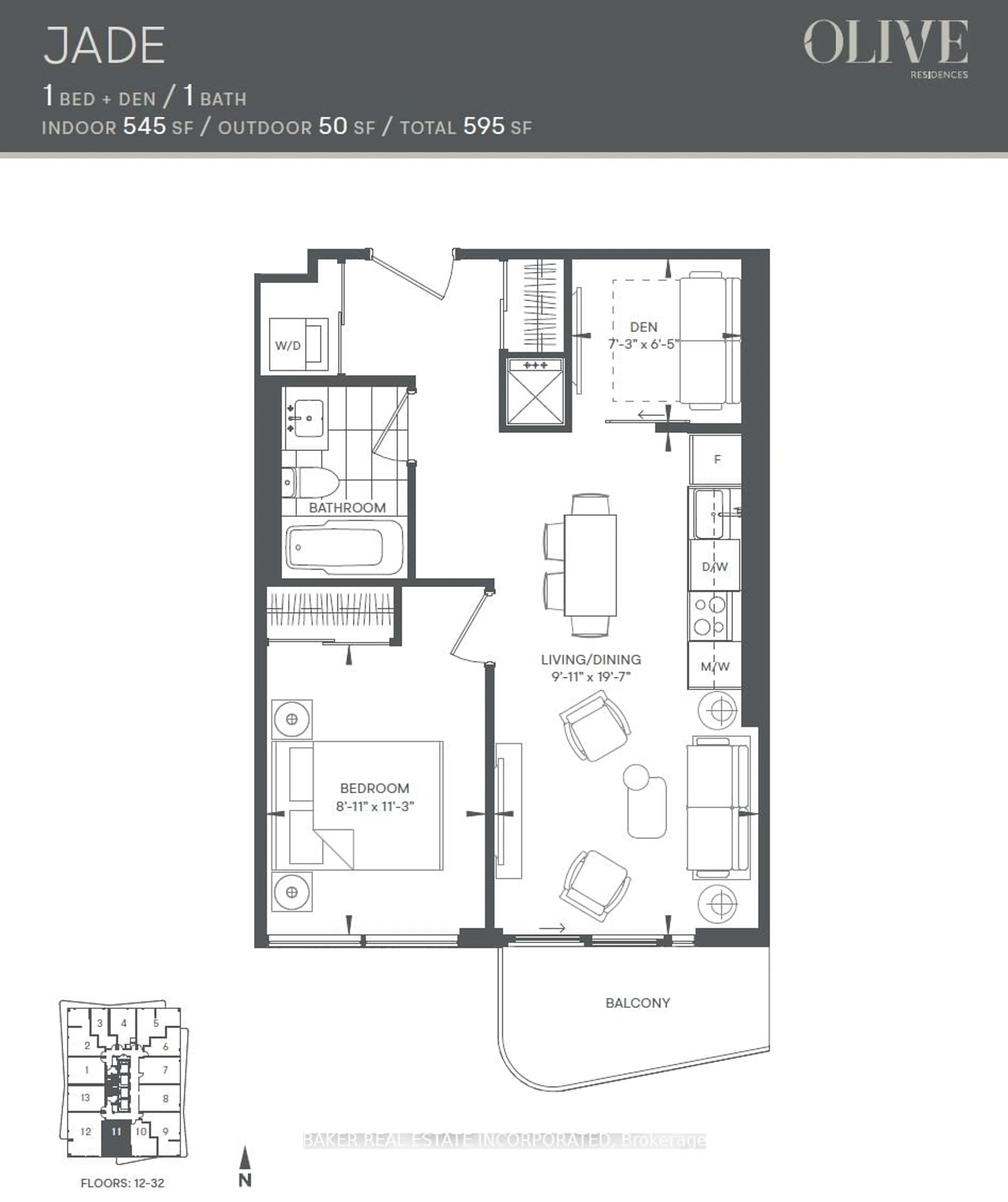 Floor plan for 36 Olive Ave #1811, Toronto Ontario M2N 0M4