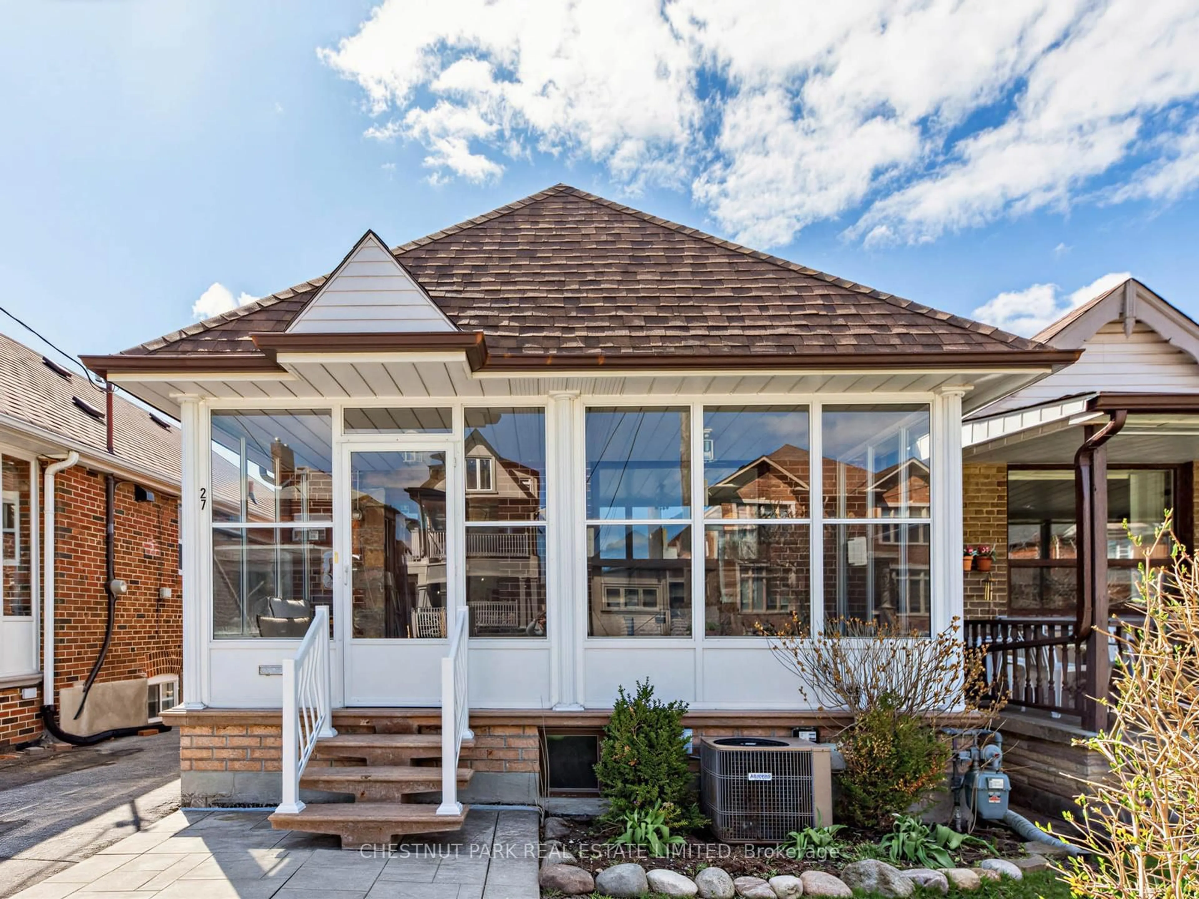 Home with brick exterior material, street for 27 Amherst Ave, Toronto Ontario M6E 1Z2