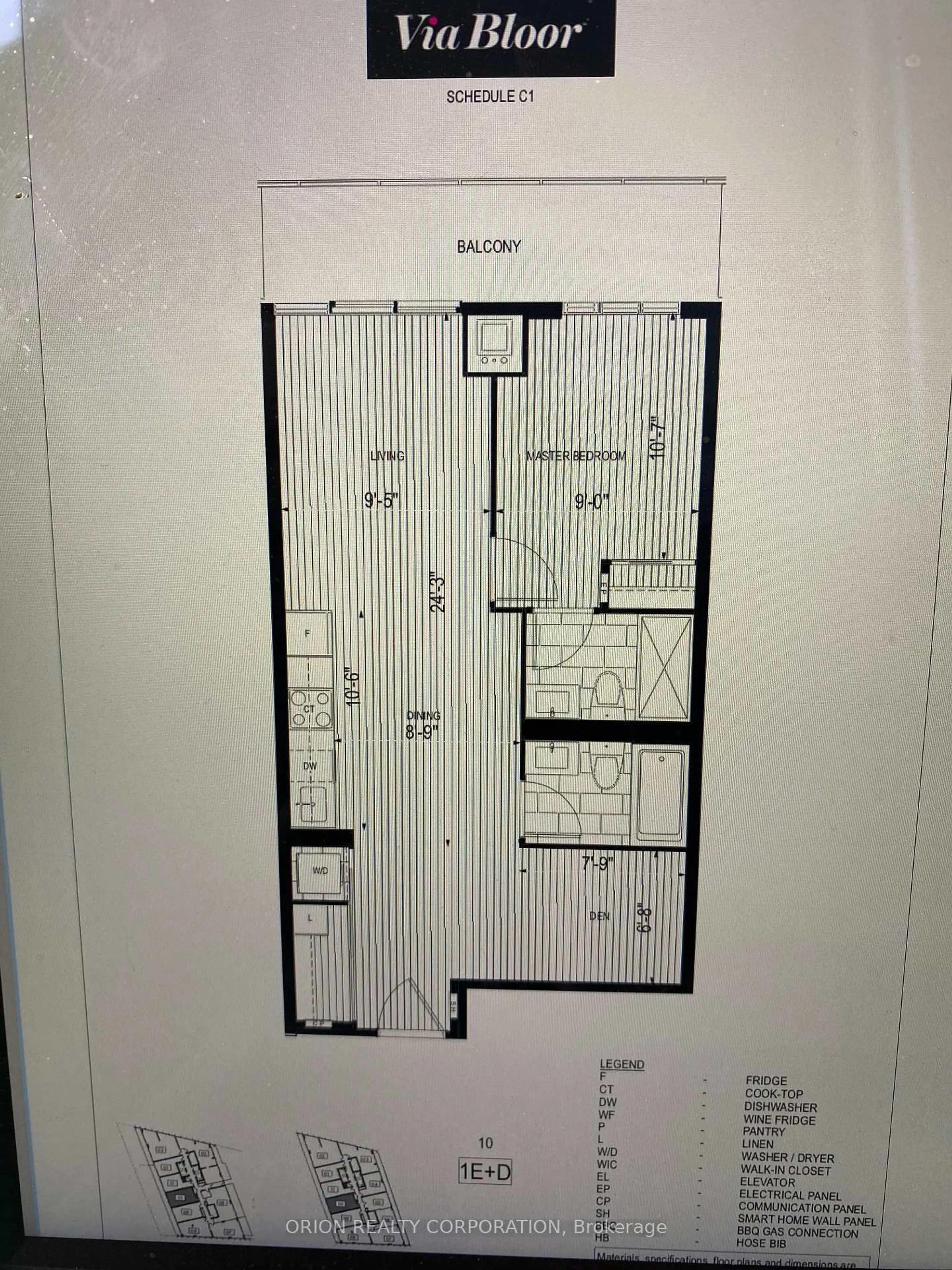 Floor plan for 575 Bloor St #910, Toronto Ontario M4X 1J8
