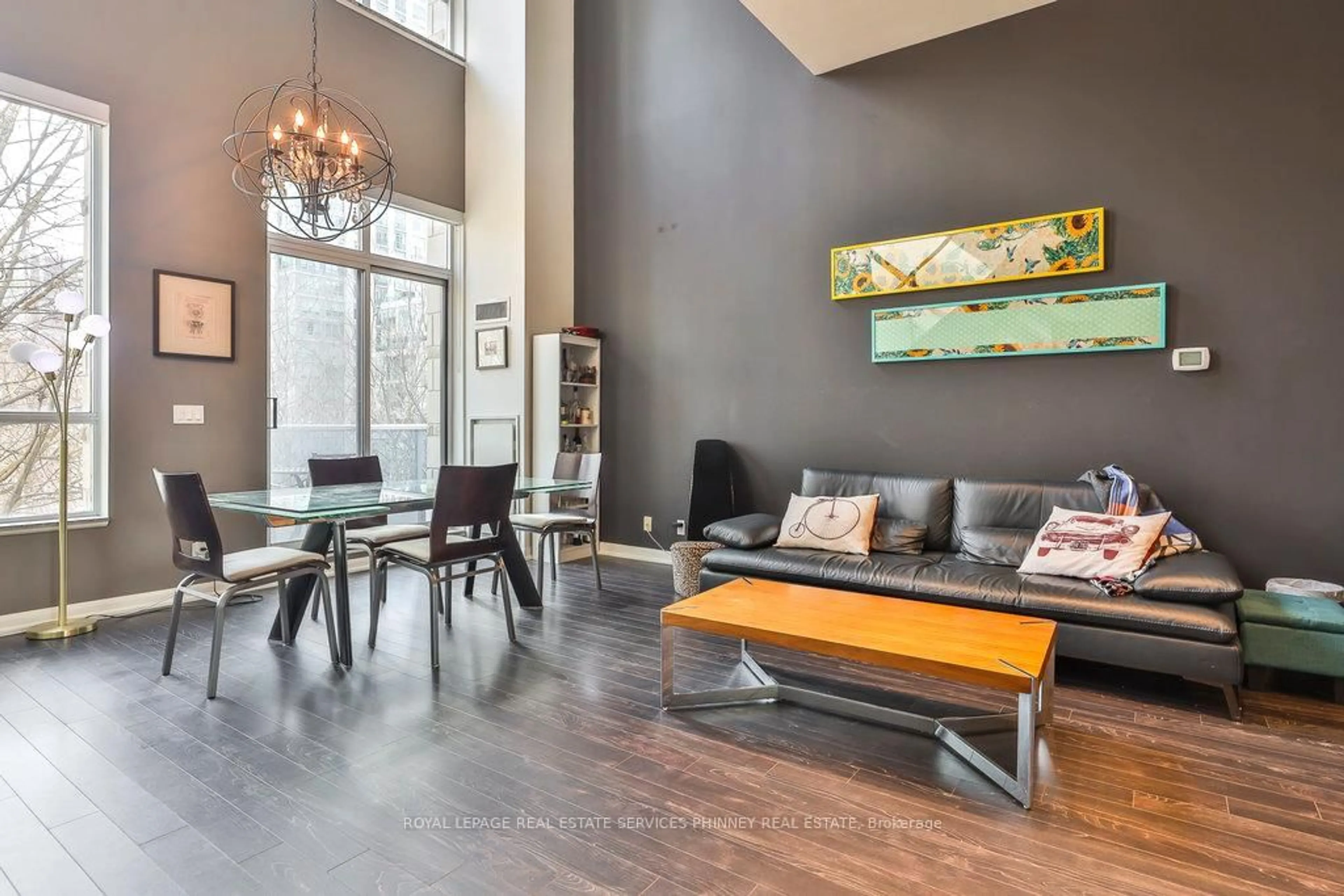 Living room with furniture, wood/laminate floor for 500 Sherbourne St #215, Toronto Ontario M4X 1L1