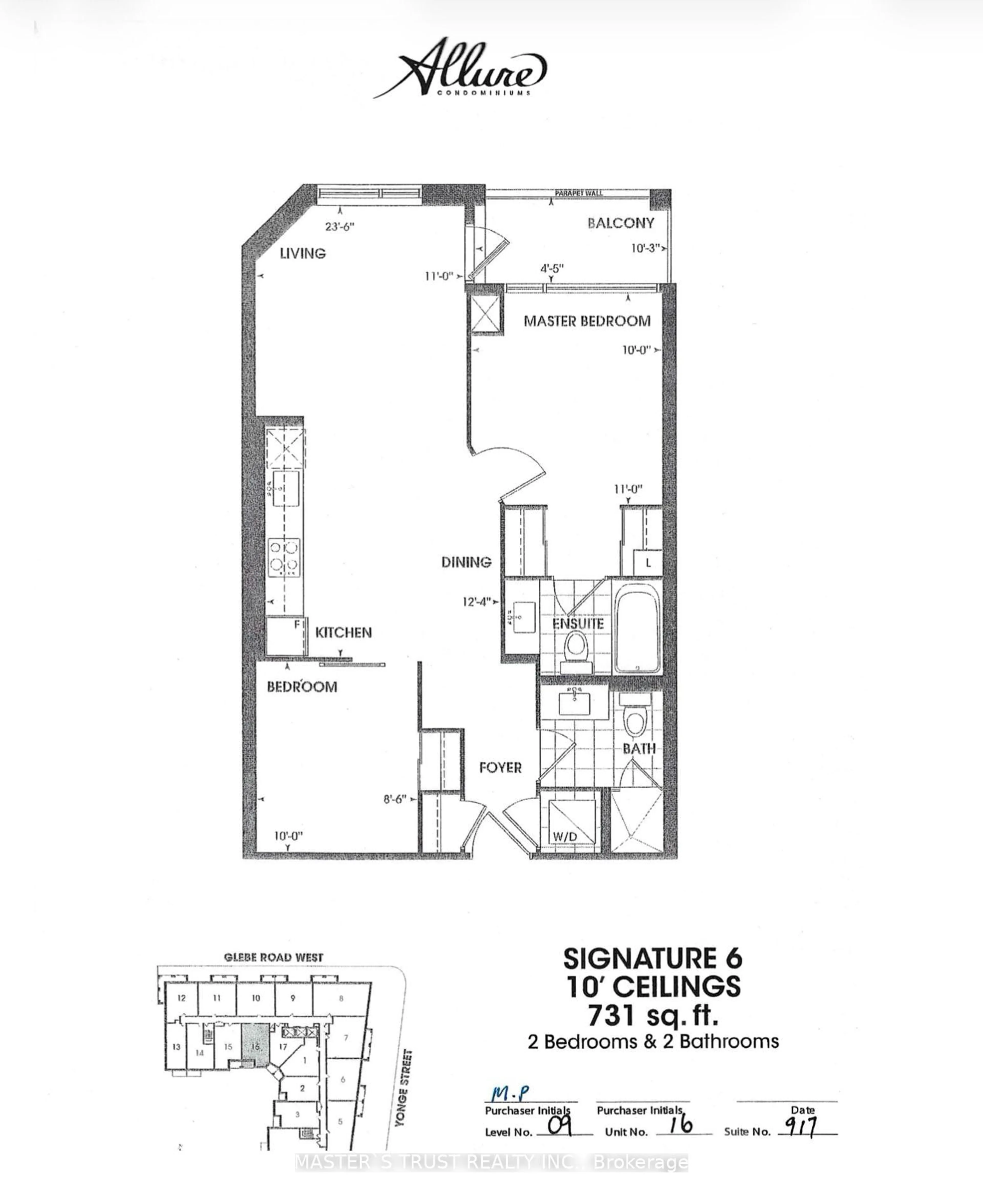 Floor plan for 23 Glebe Rd #917, Toronto Ontario M5P 0A1