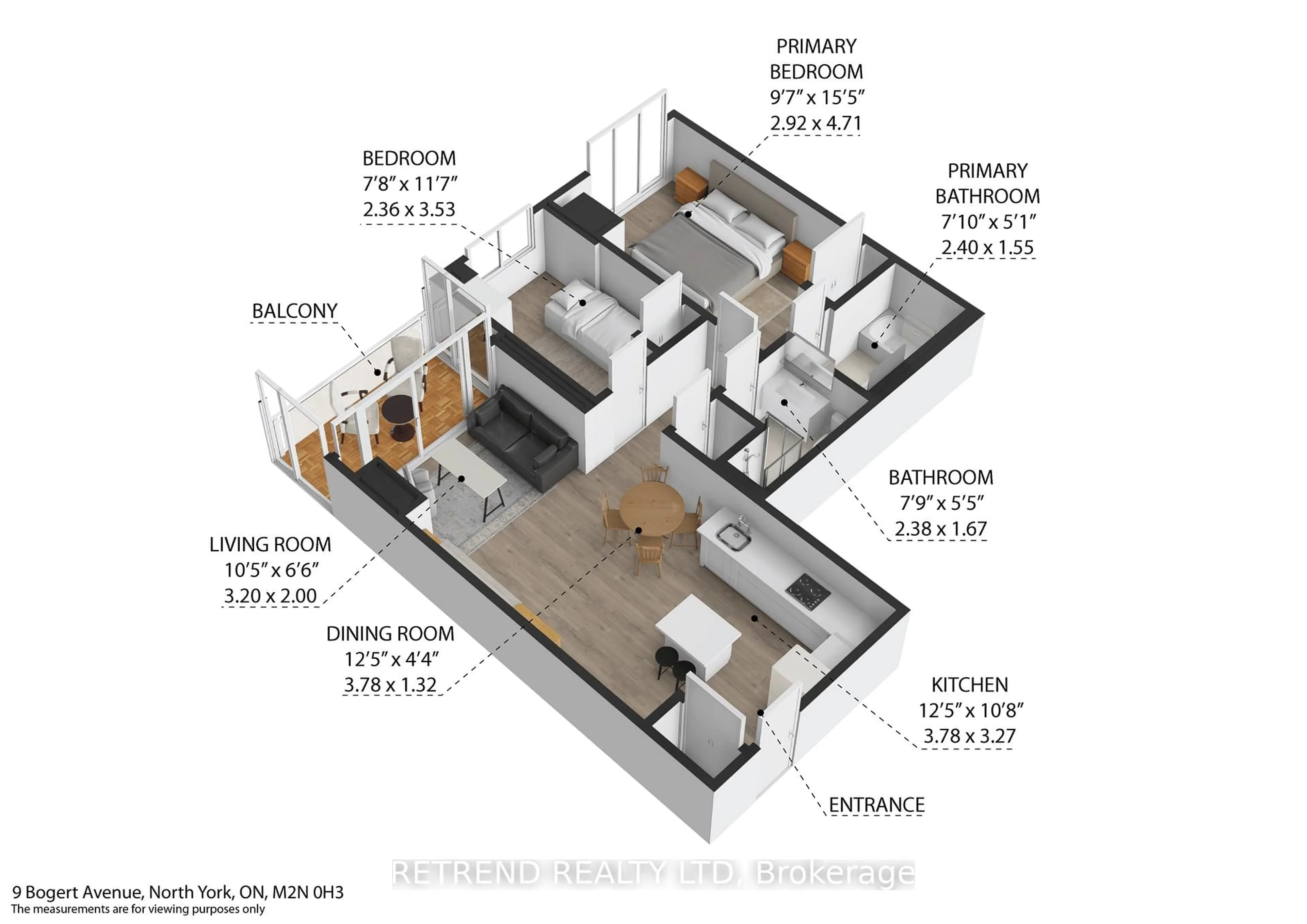 Floor plan for 9 Bogert Ave #3805, Toronto Ontario M2N 0H3