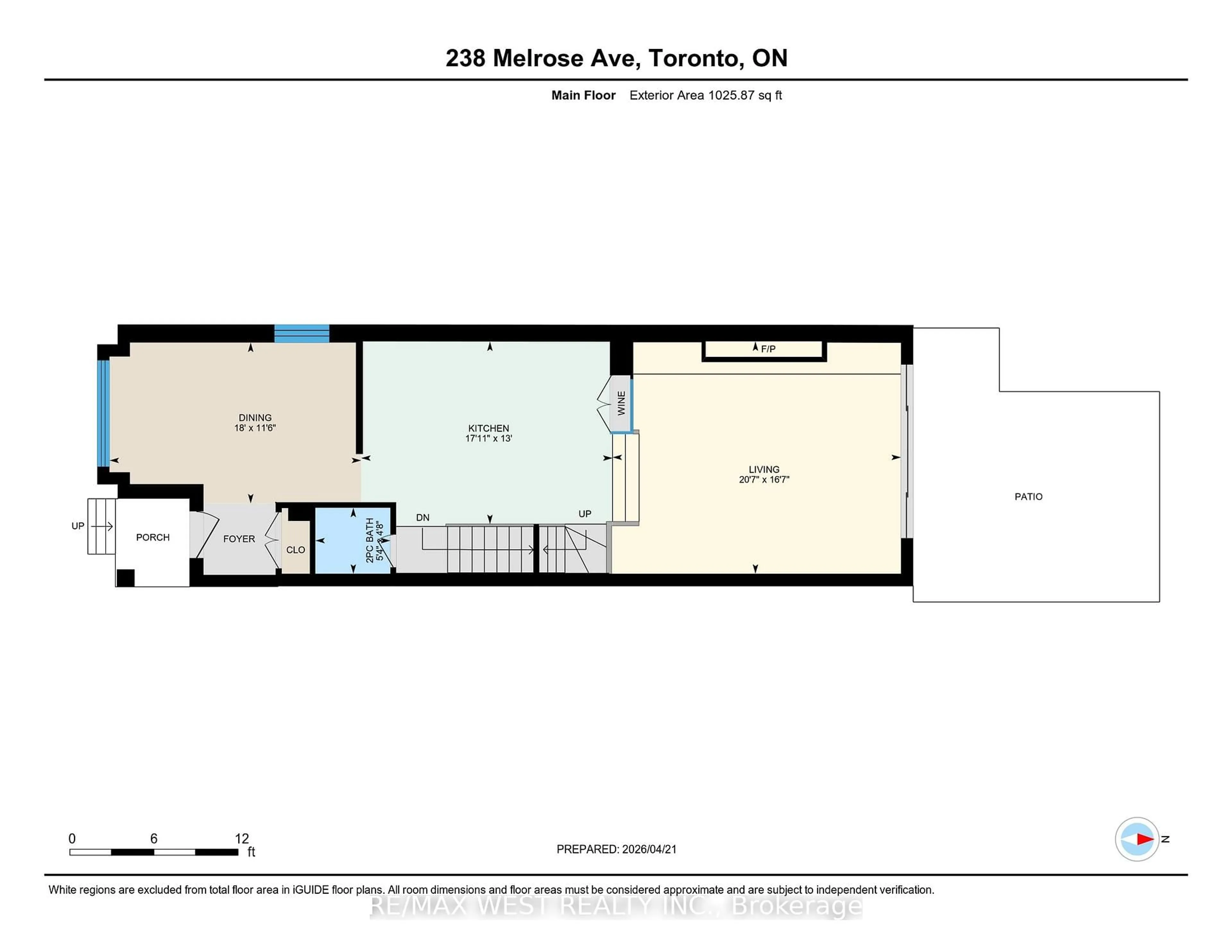 Floor plan for 238 Melrose Ave, Toronto Ontario M5M 1Z1