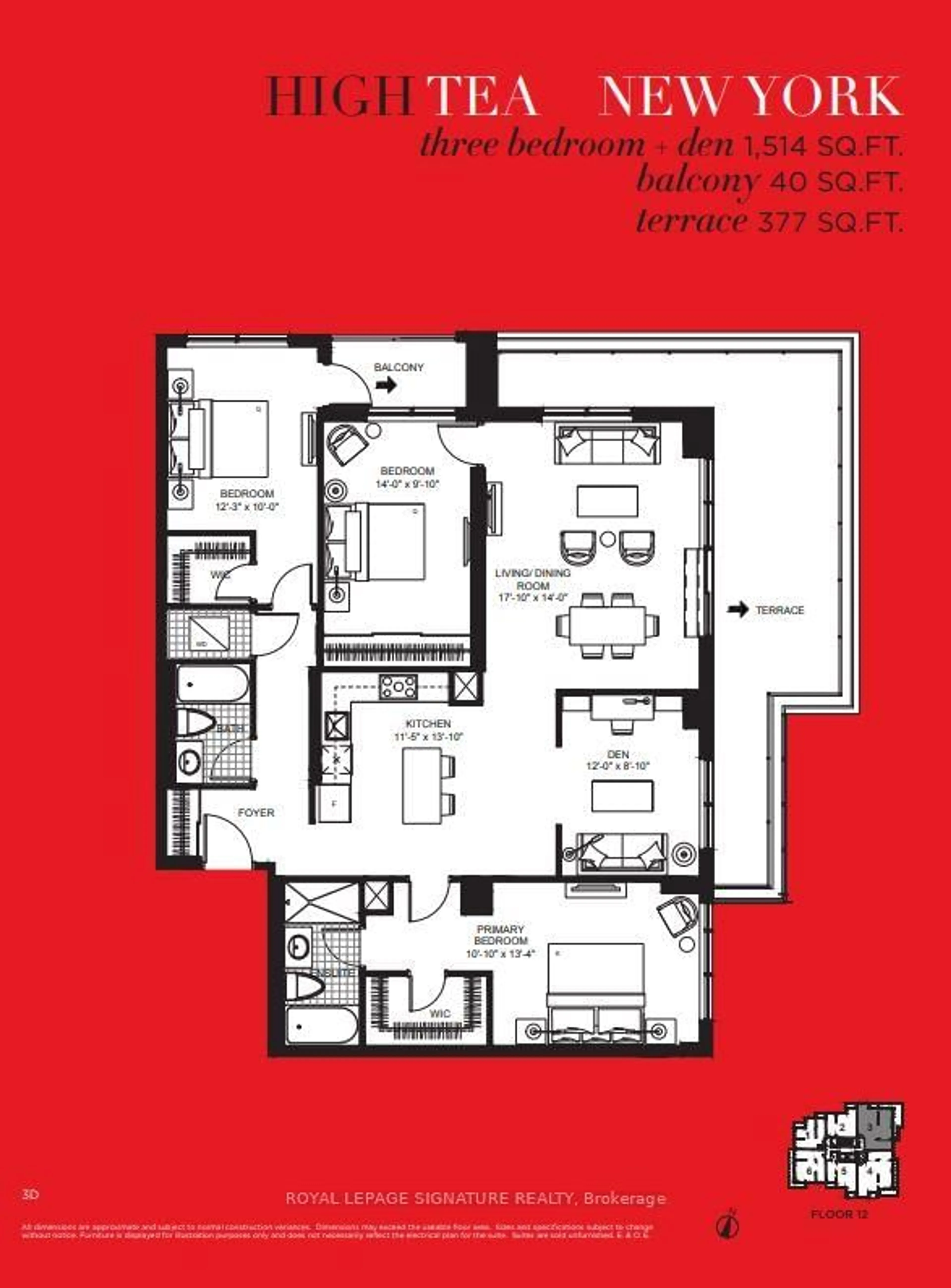 Floor plan for 2 Teagarden Crt #1203, Toronto Ontario M2N 0L6