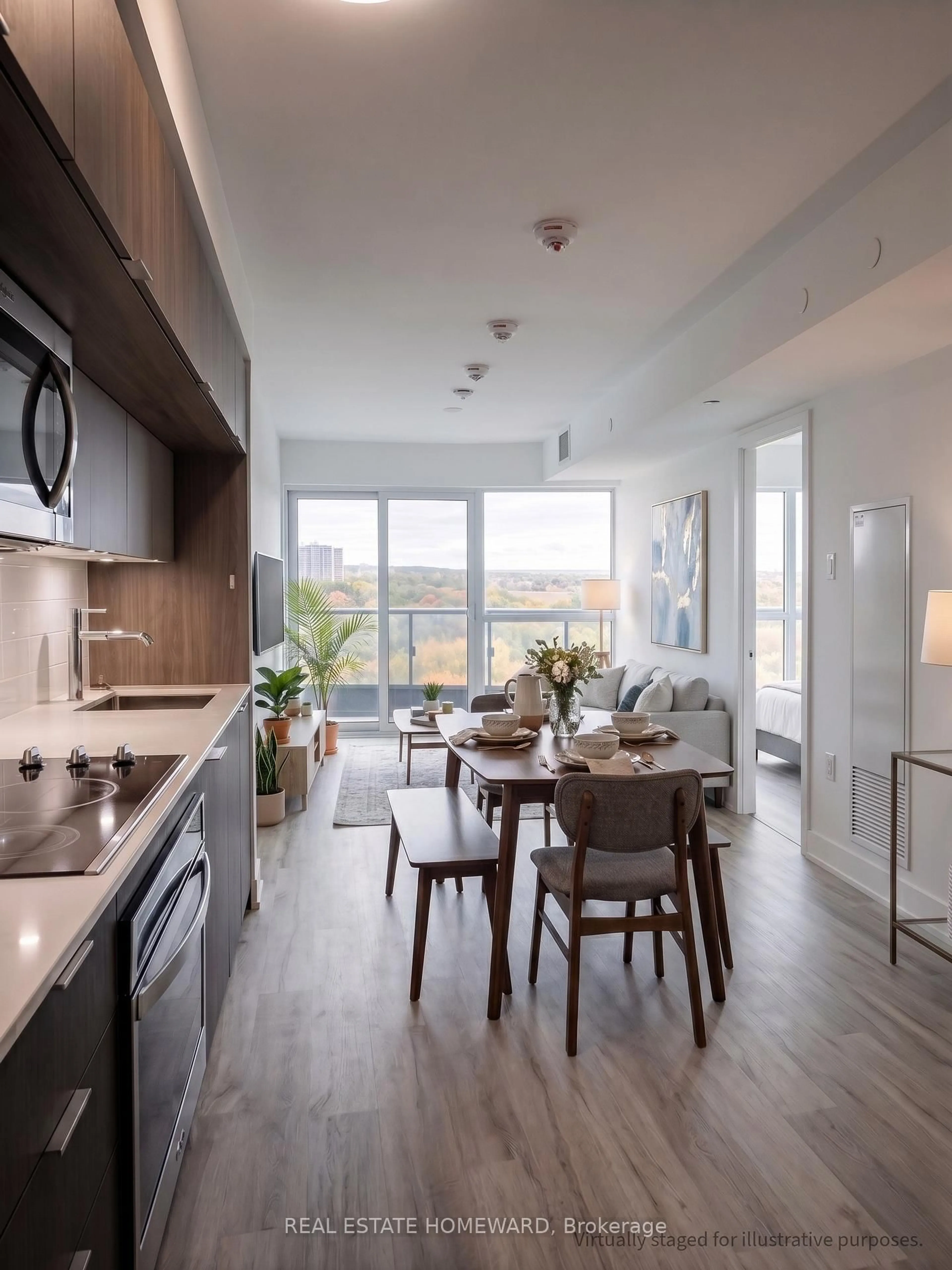 Open concept kitchen, wood/laminate floor for 585 BLOOR St #1118, Toronto Ontario M4W 0B3