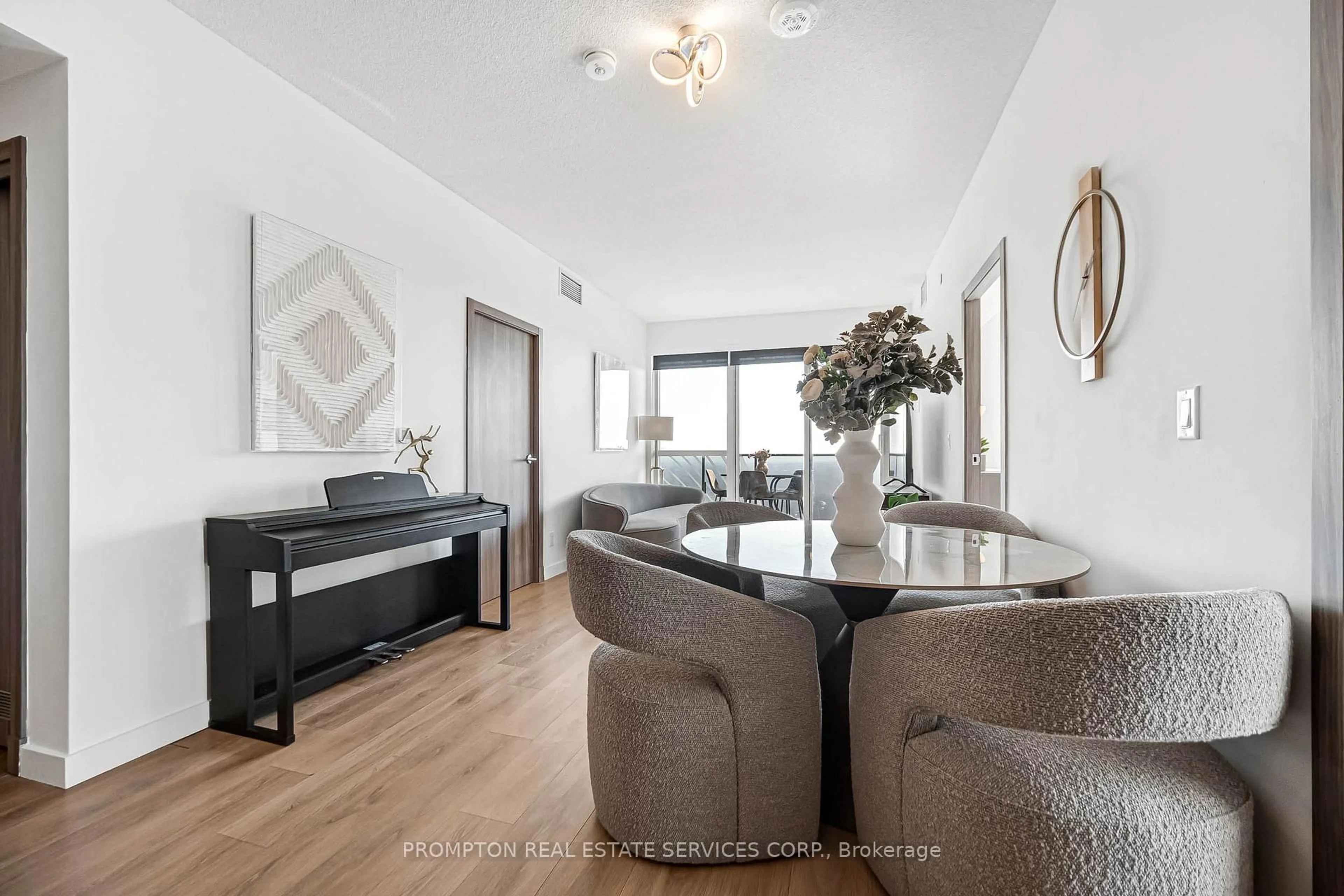 Living room with furniture, wood/laminate floor for 25 Mcmahon Dr #1803, Toronto Ontario M2K 0J1