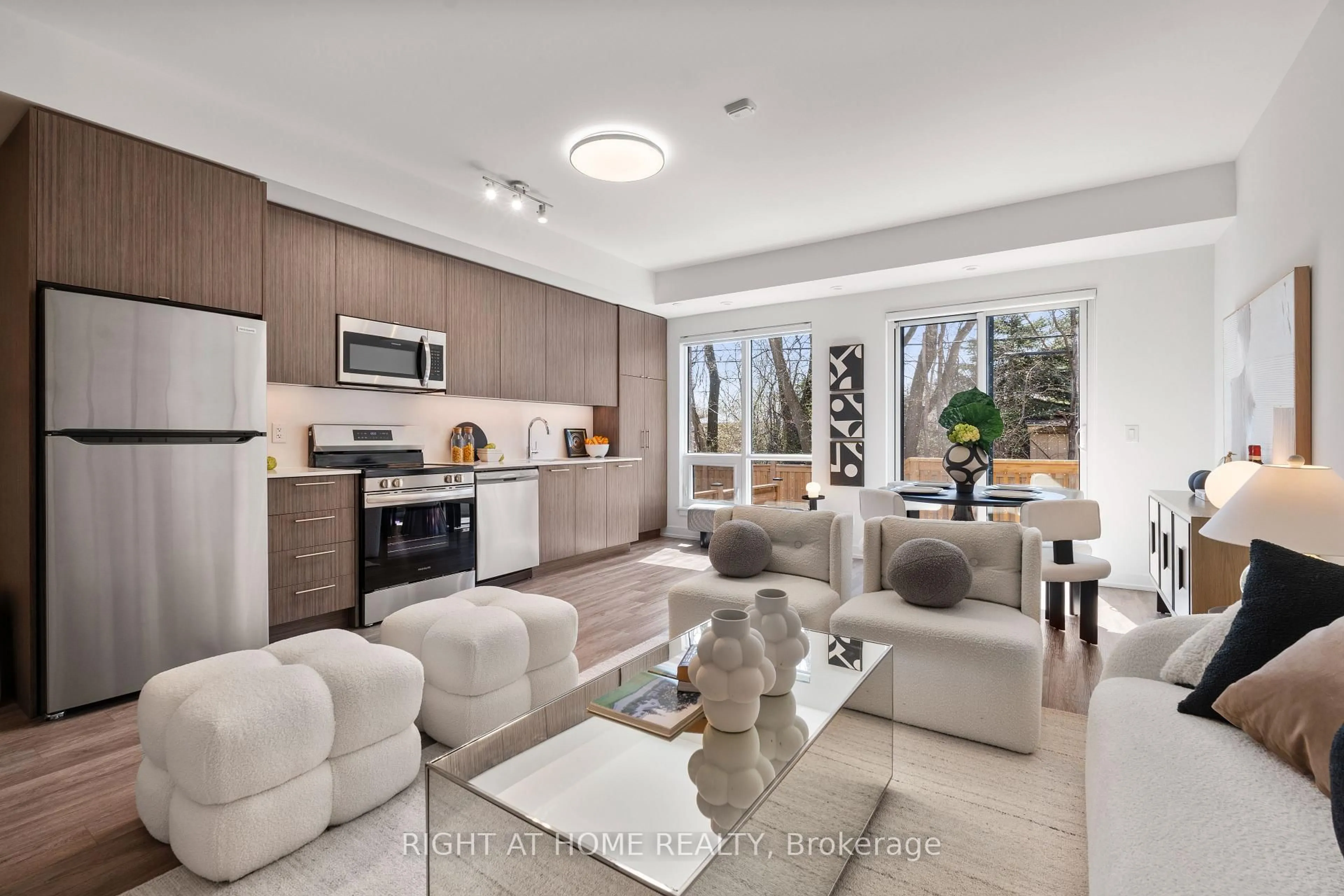 Open concept kitchen, ceramic/tile floor for 851 Sheppard Ave #44, Toronto Ontario M3H 0G2