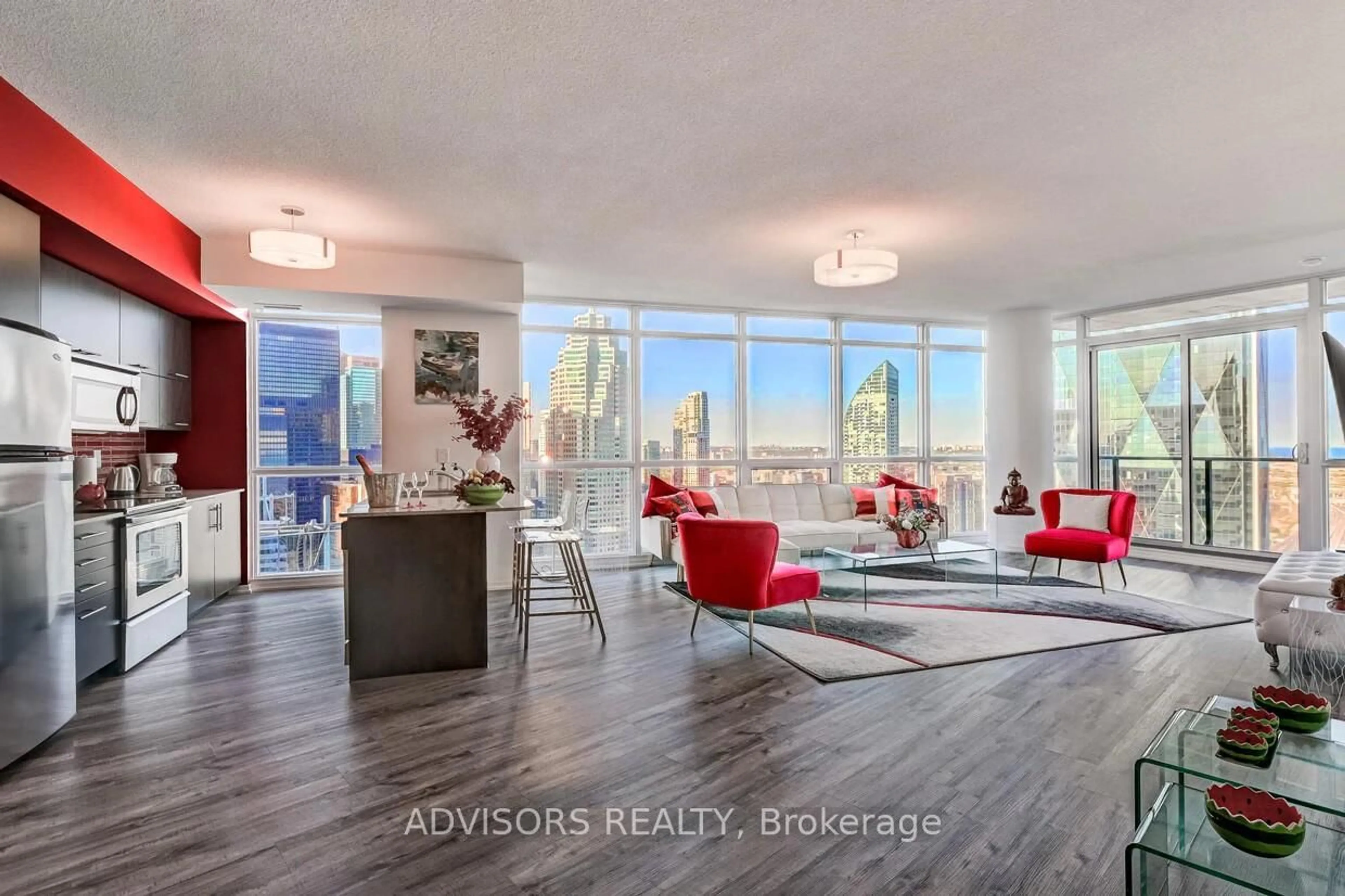 Living room with furniture, unknown for 65 Bremner Blvd #4408, Toronto Ontario M5J 0A7