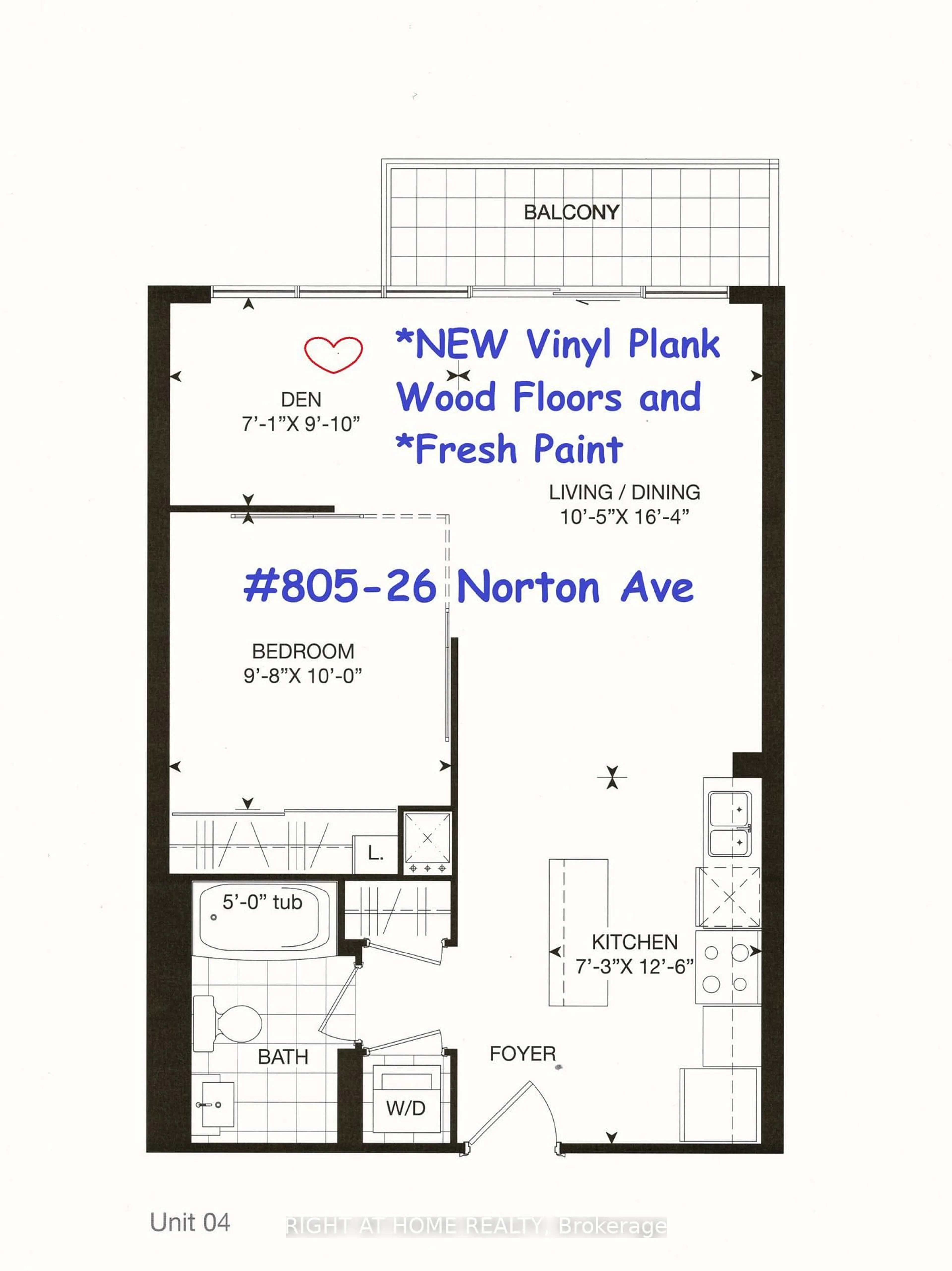 Floor plan for 26 Norton Ave #805, Toronto Ontario M2N 0H6