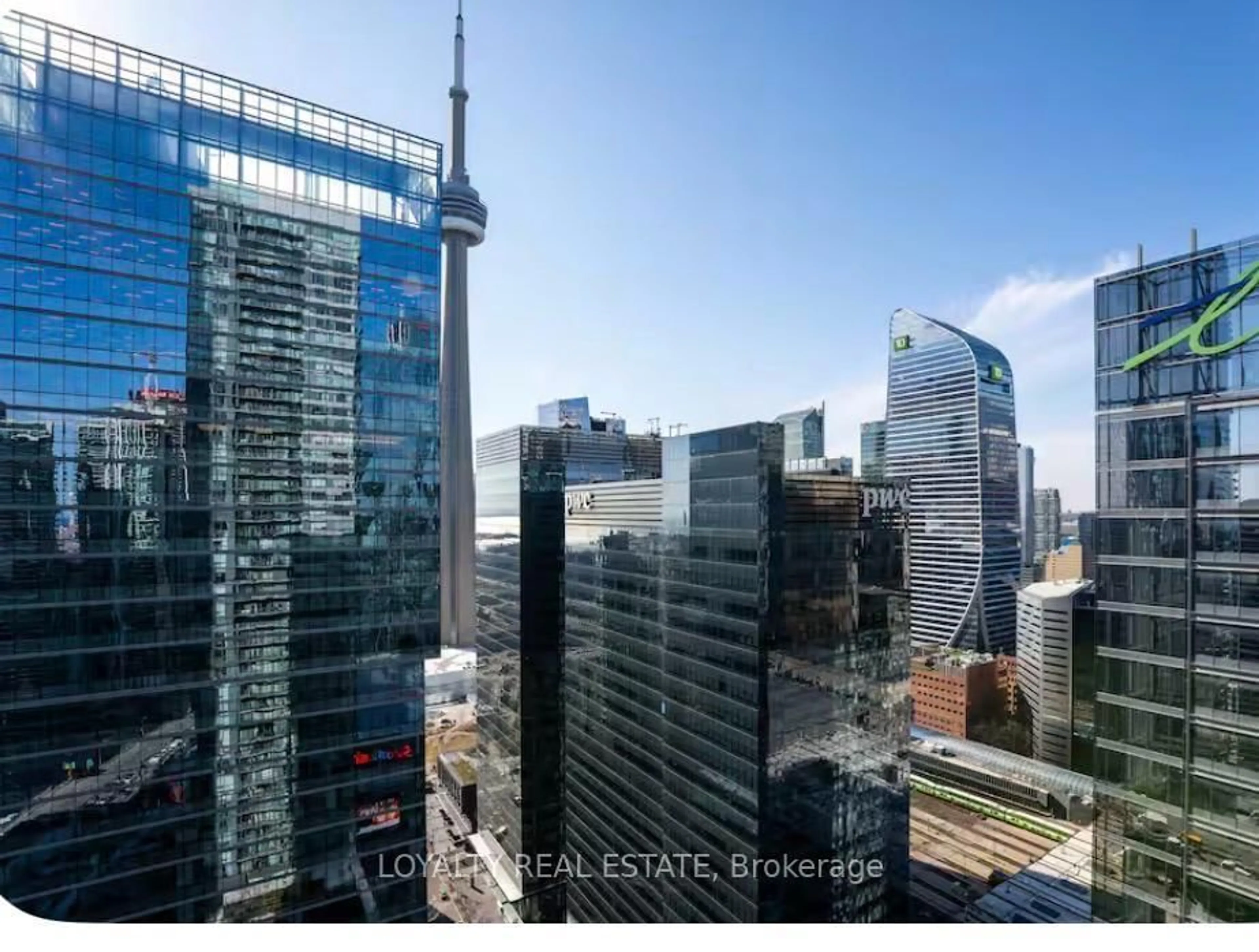 A pic from outside/outdoor area/front of a property/back of a property/a pic from drone, city buildings view from balcony for 65 Bremner Blvd #3503, Toronto Ontario M5J 0A7