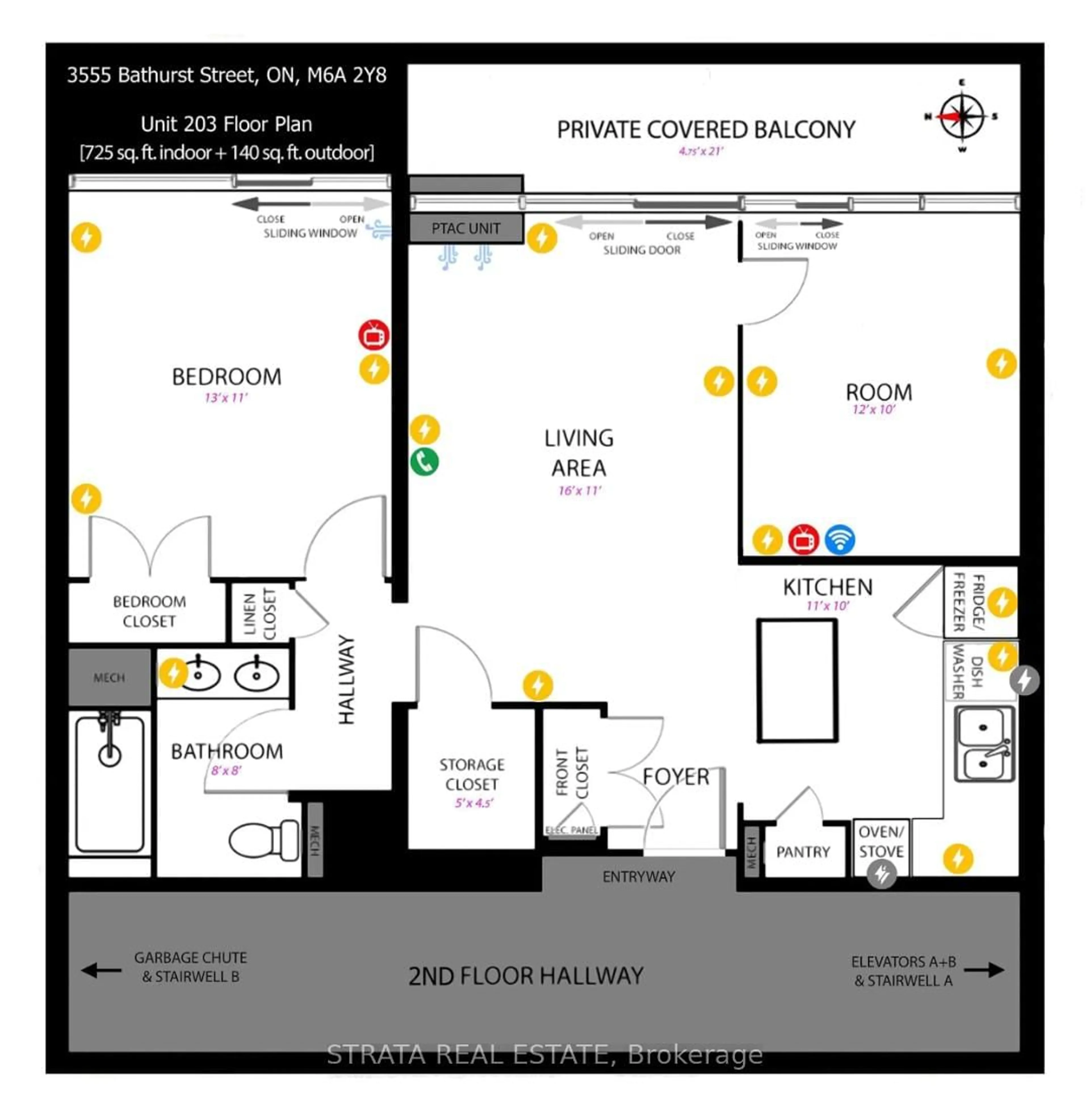 Floor plan for 3555 Bathurst St #203, Toronto Ontario M6A 2Y8
