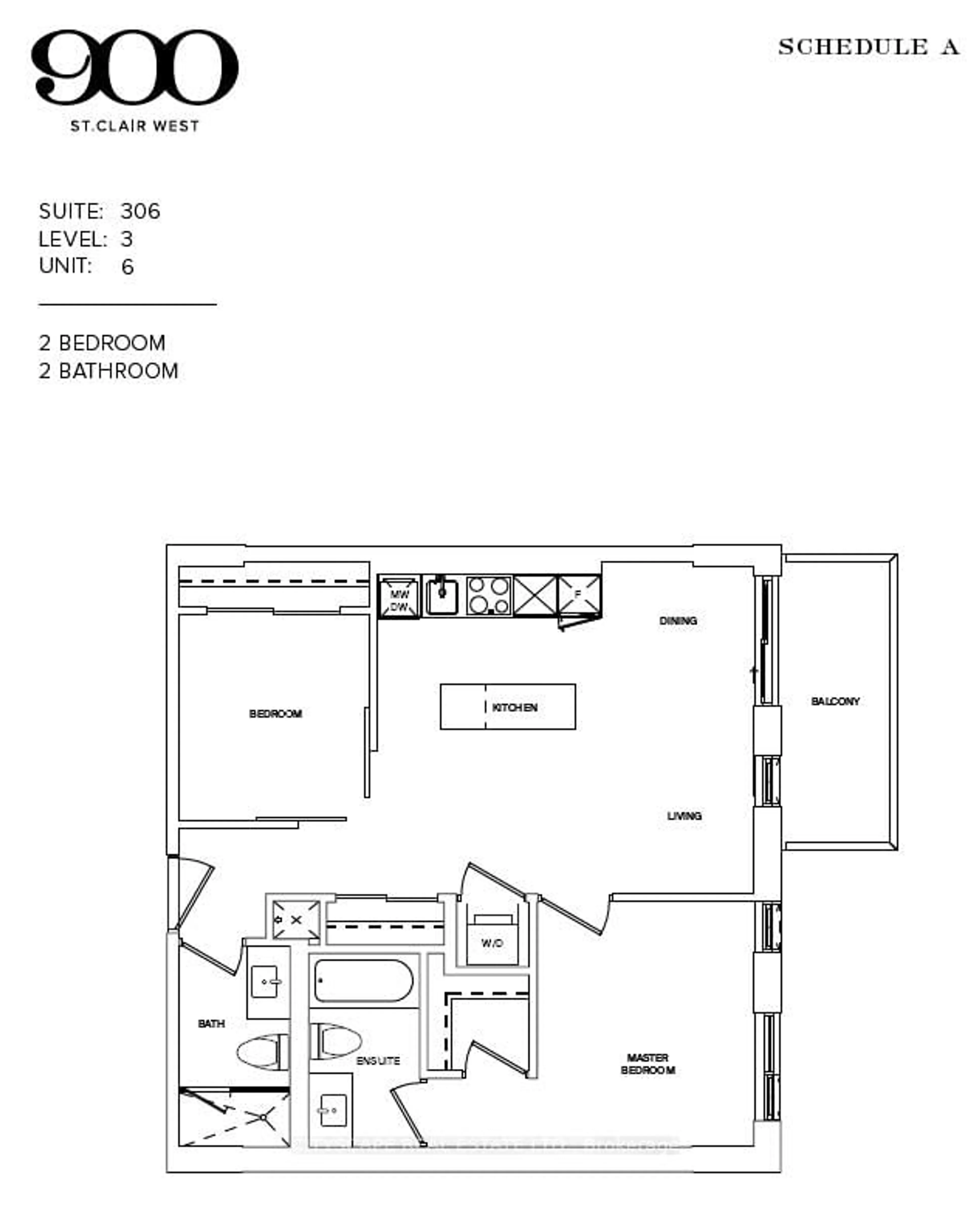 Floor plan for 185 Alberta Ave #306, Toronto Ontario M6C 0A5