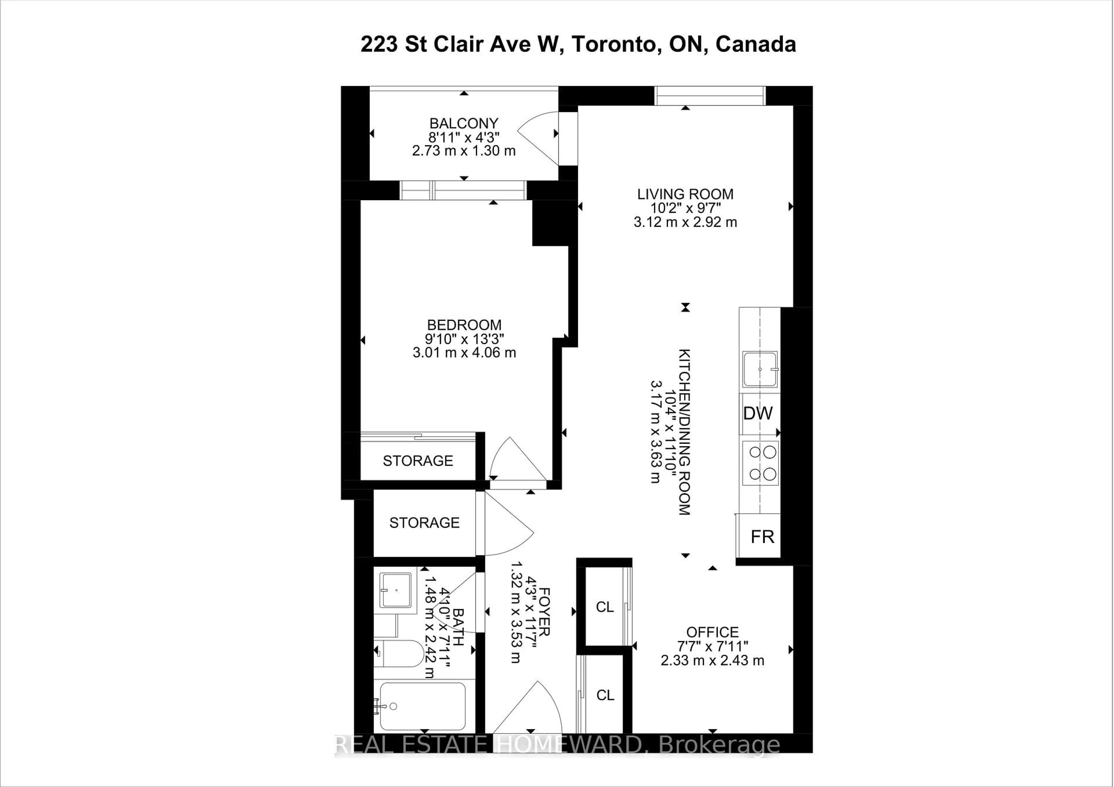 Floor plan for 223 St Clair Ave #309, Toronto Ontario M4V 1R3