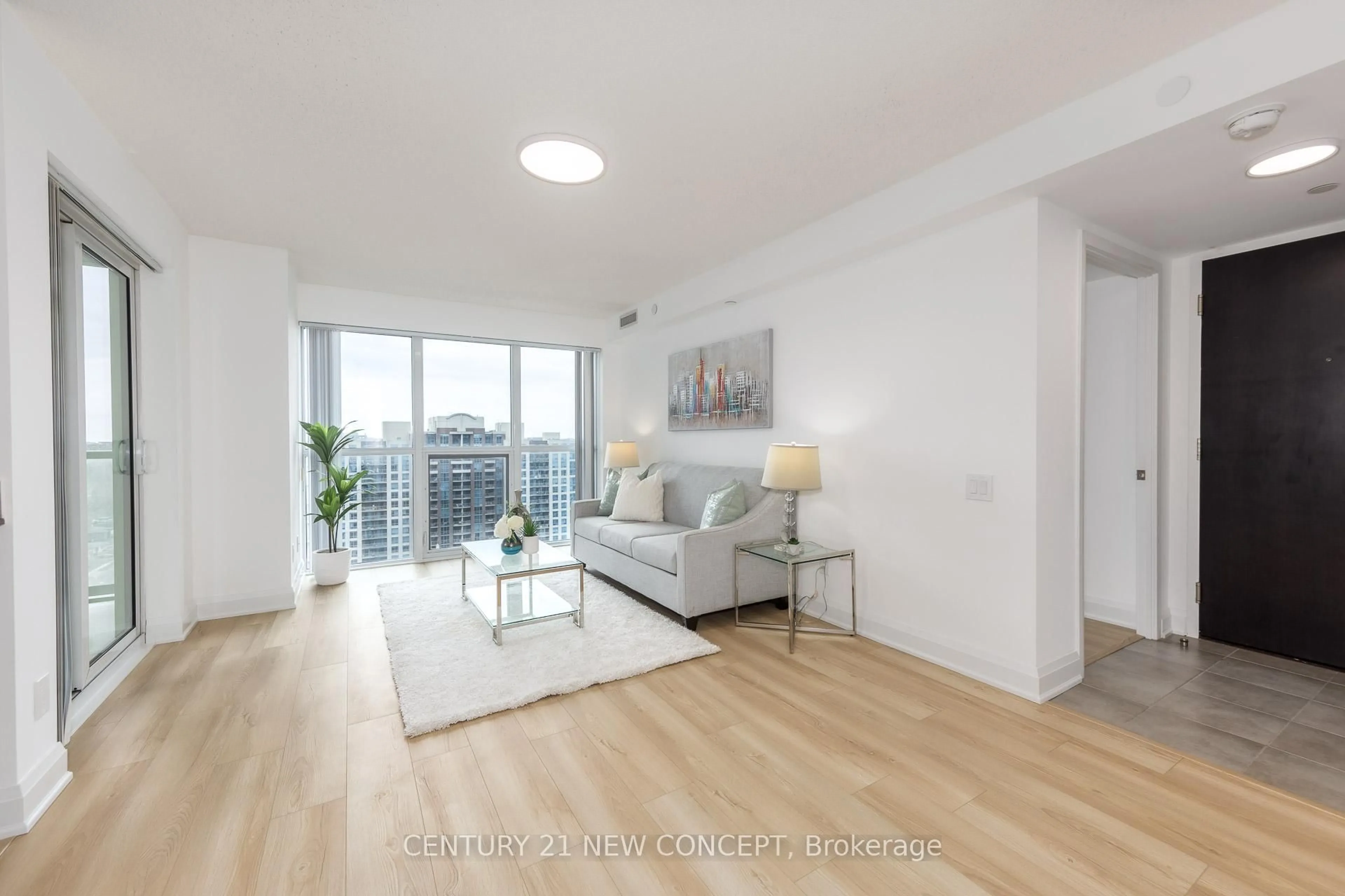 Living room with furniture, wood/laminate floor for 5168 Yonge St #1903, Toronto Ontario M2N 0G1