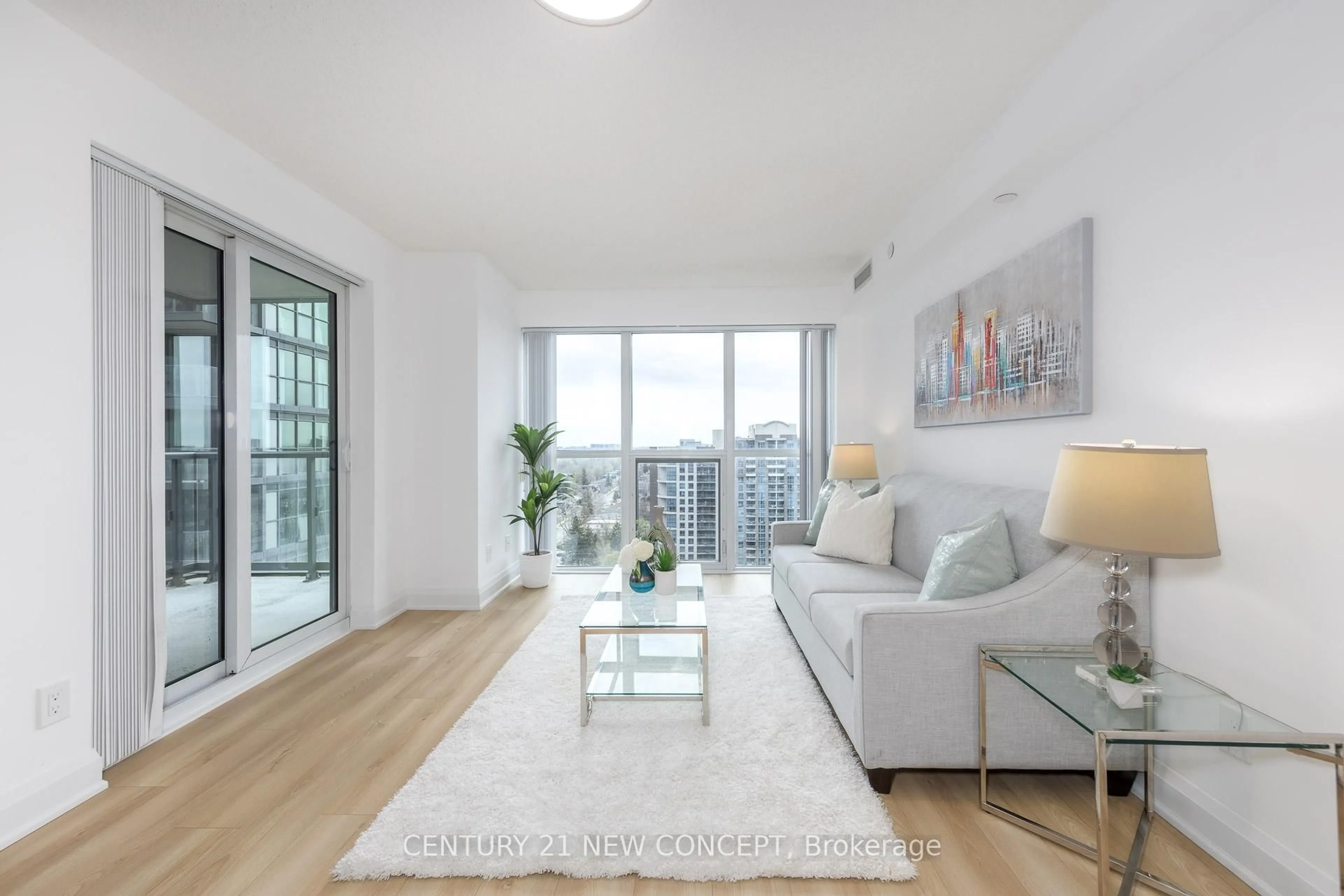 Living room with furniture, wood/laminate floor for 5168 Yonge St #1903, Toronto Ontario M2N 0G1
