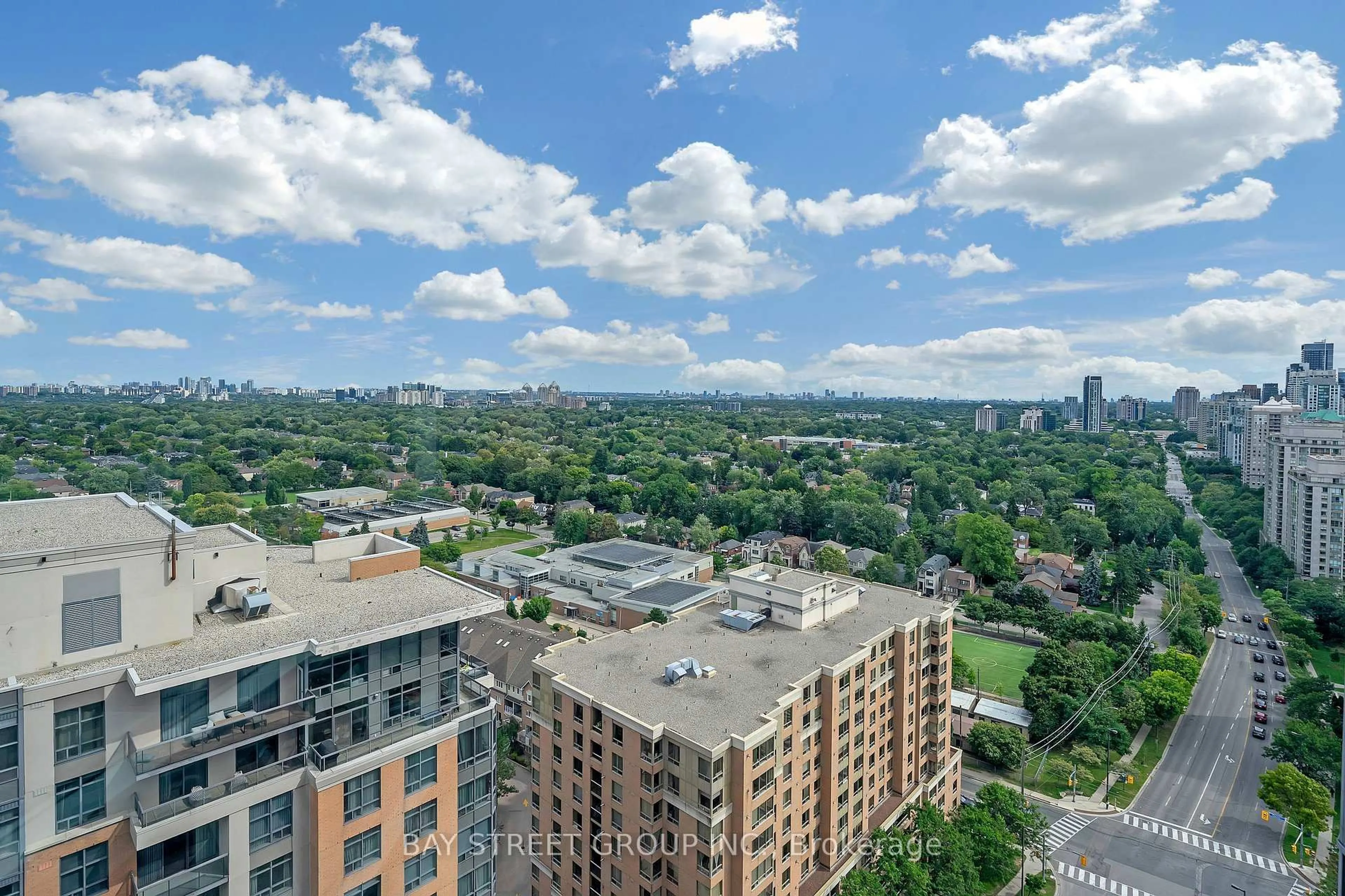 A pic from outside/outdoor area/front of a property/back of a property/a pic from drone, city buildings view from balcony for 15 Northtown Way #2321, Toronto Ontario M2N 7A2