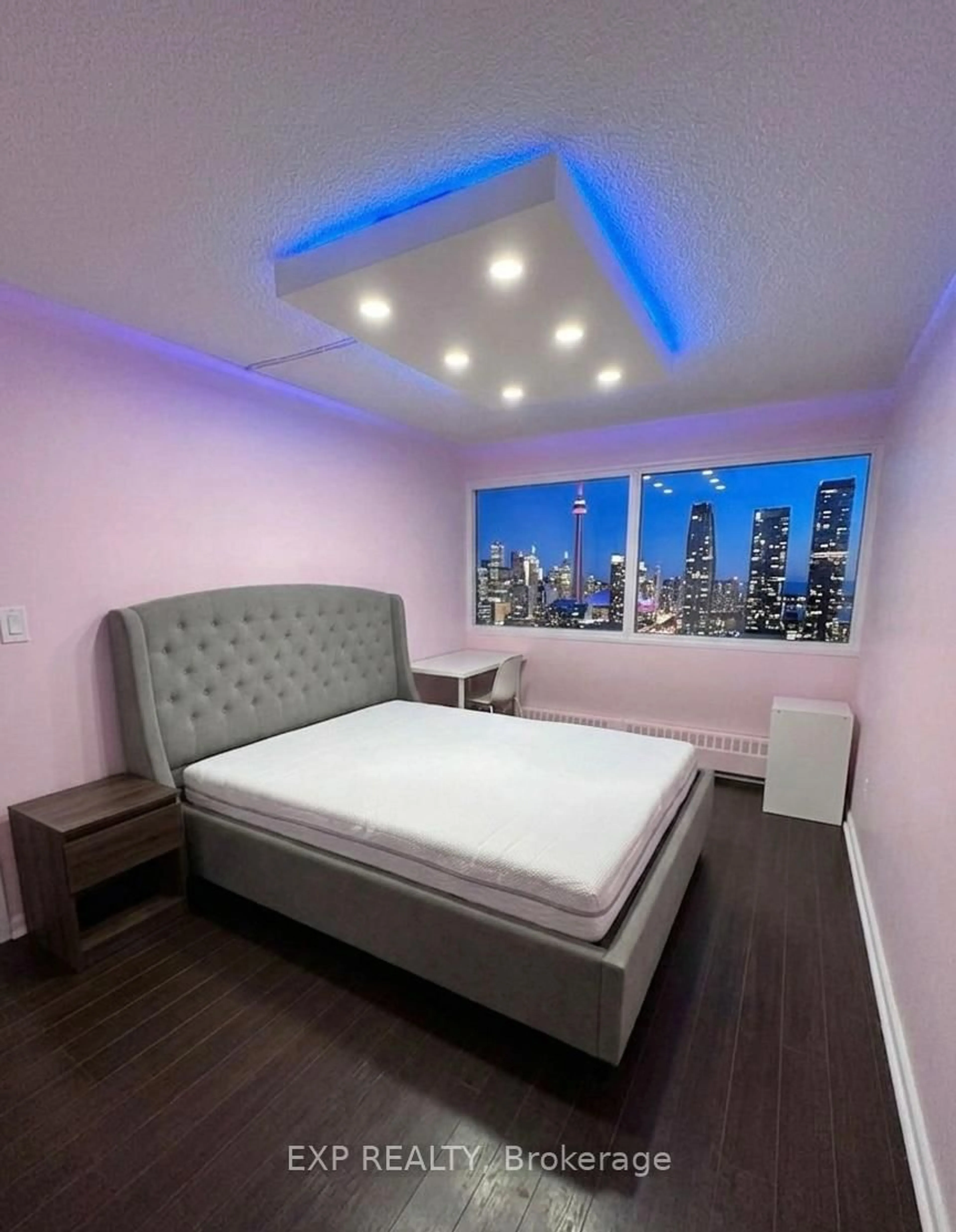 Bedroom with bed, wood/laminate floor for 725 Donmills Rd #2506, Toronto Ontario M3C 1S8