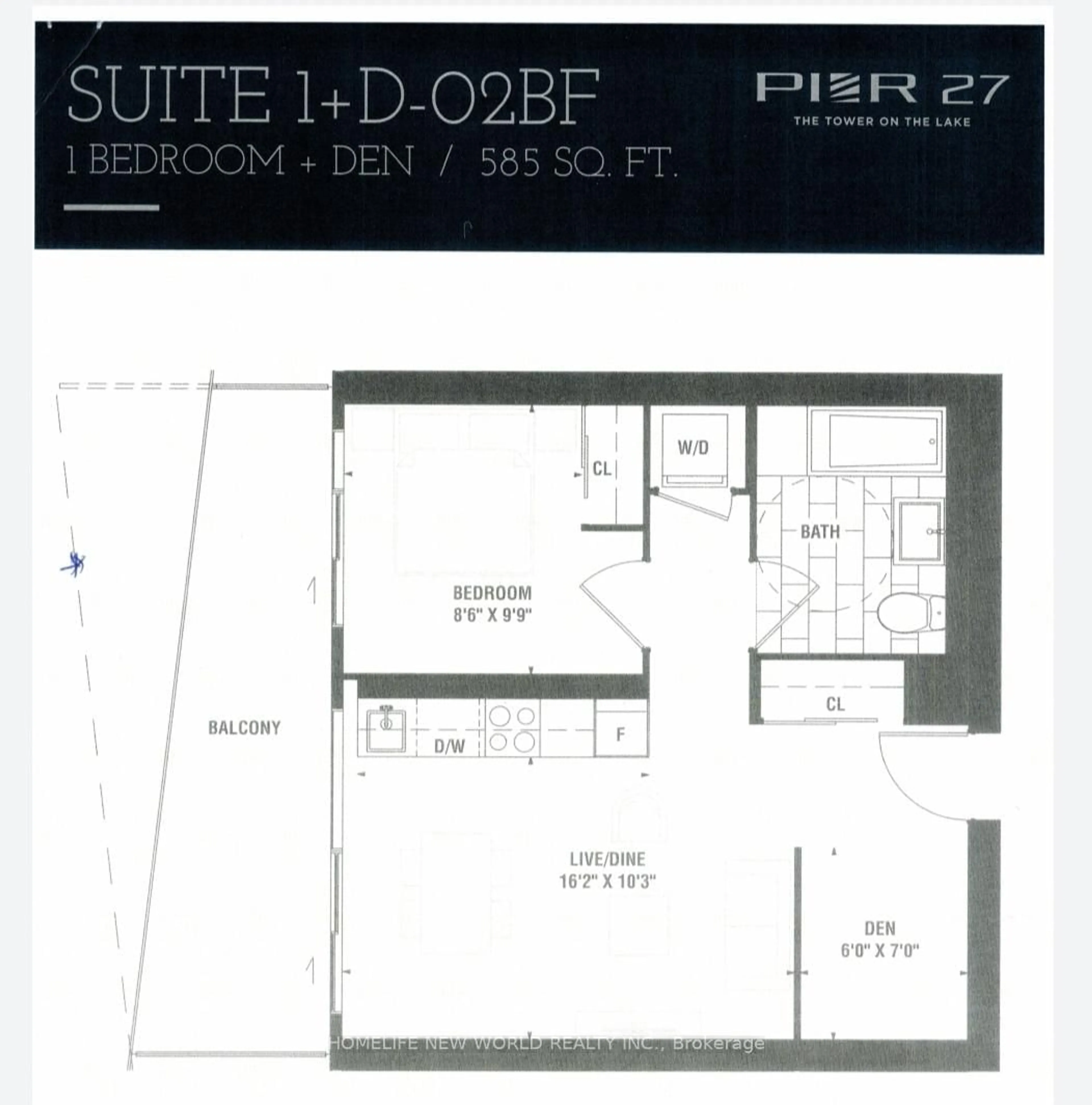Floor plan for 15 Queens Quay #1906, Toronto Ontario M5E 0C5