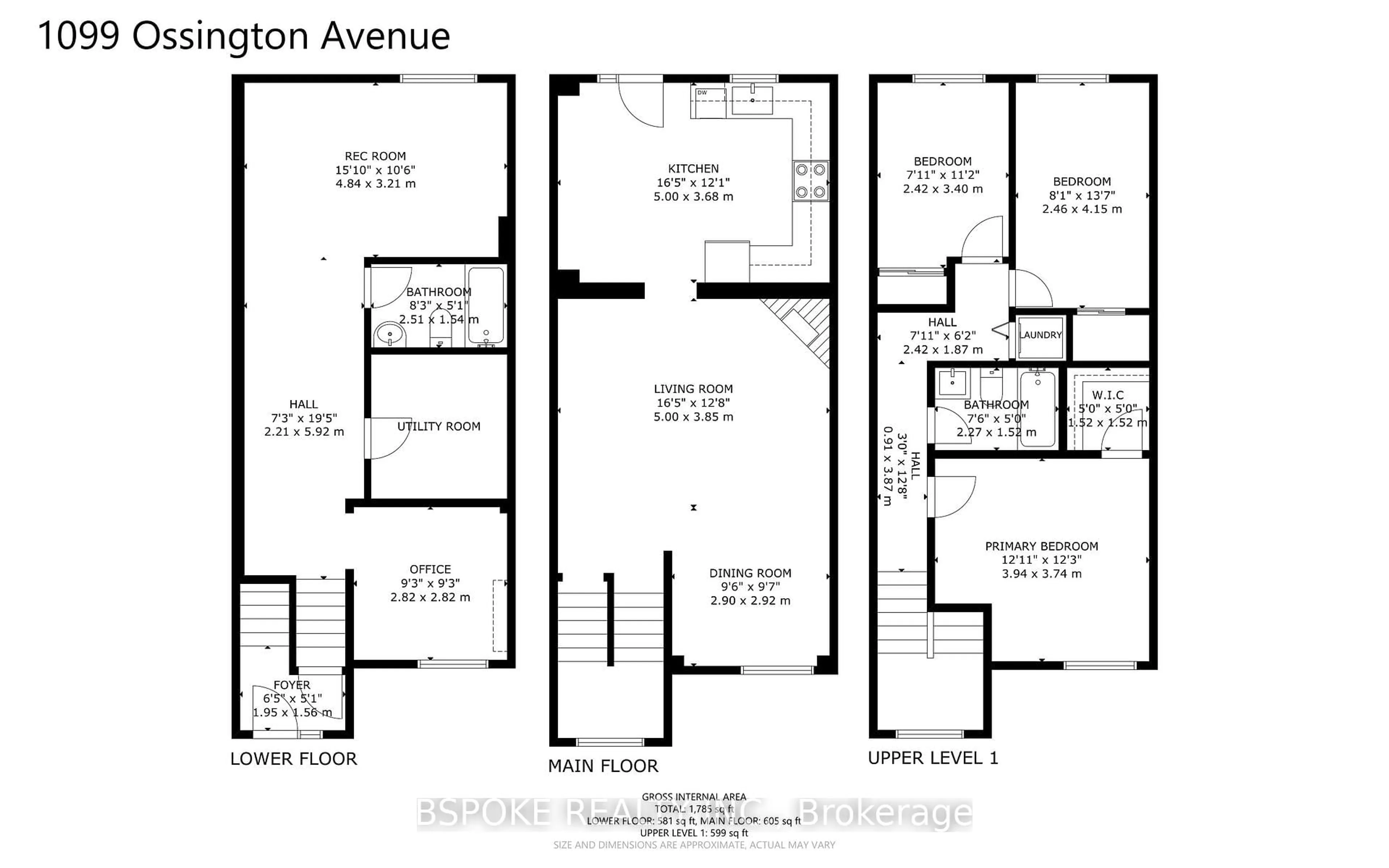 Floor plan for 1099 Ossington Ave, Toronto Ontario M6G 4B2
