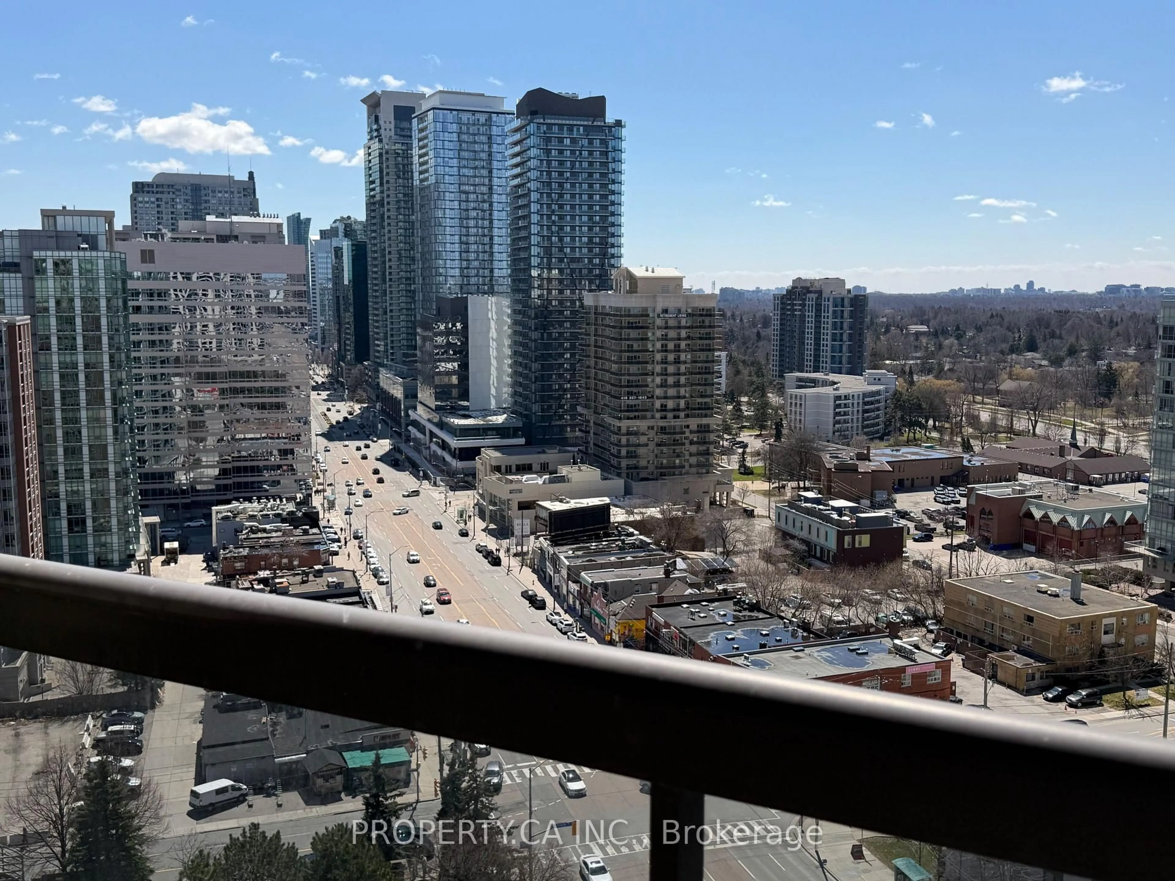 Balcony in the apartment, city buildings view from balcony for 5 Northtown Way #1614, Toronto Ontario M2N 7A1