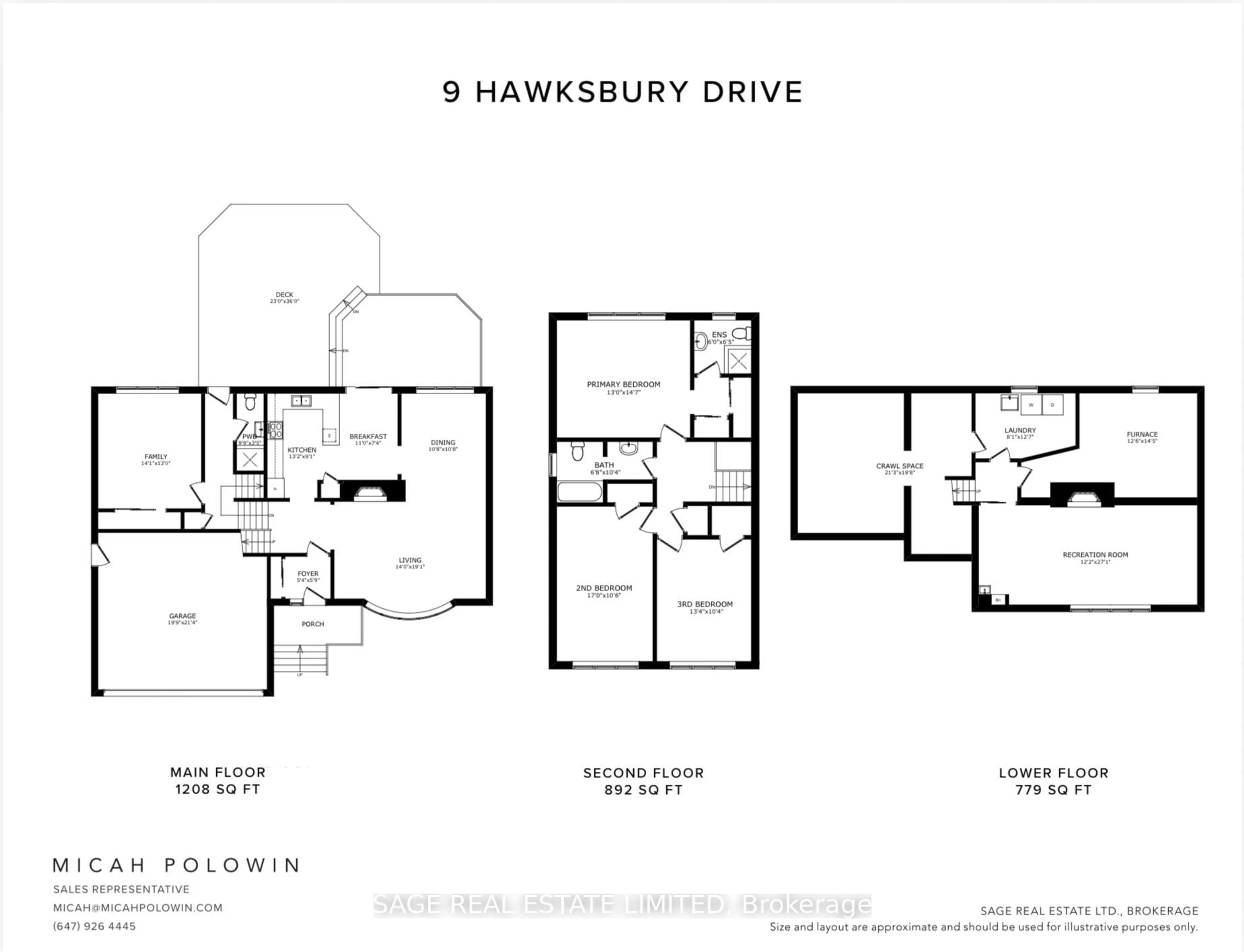 Floor plan for 9 Hawksbury Dr, Toronto Ontario M2K 1M2
