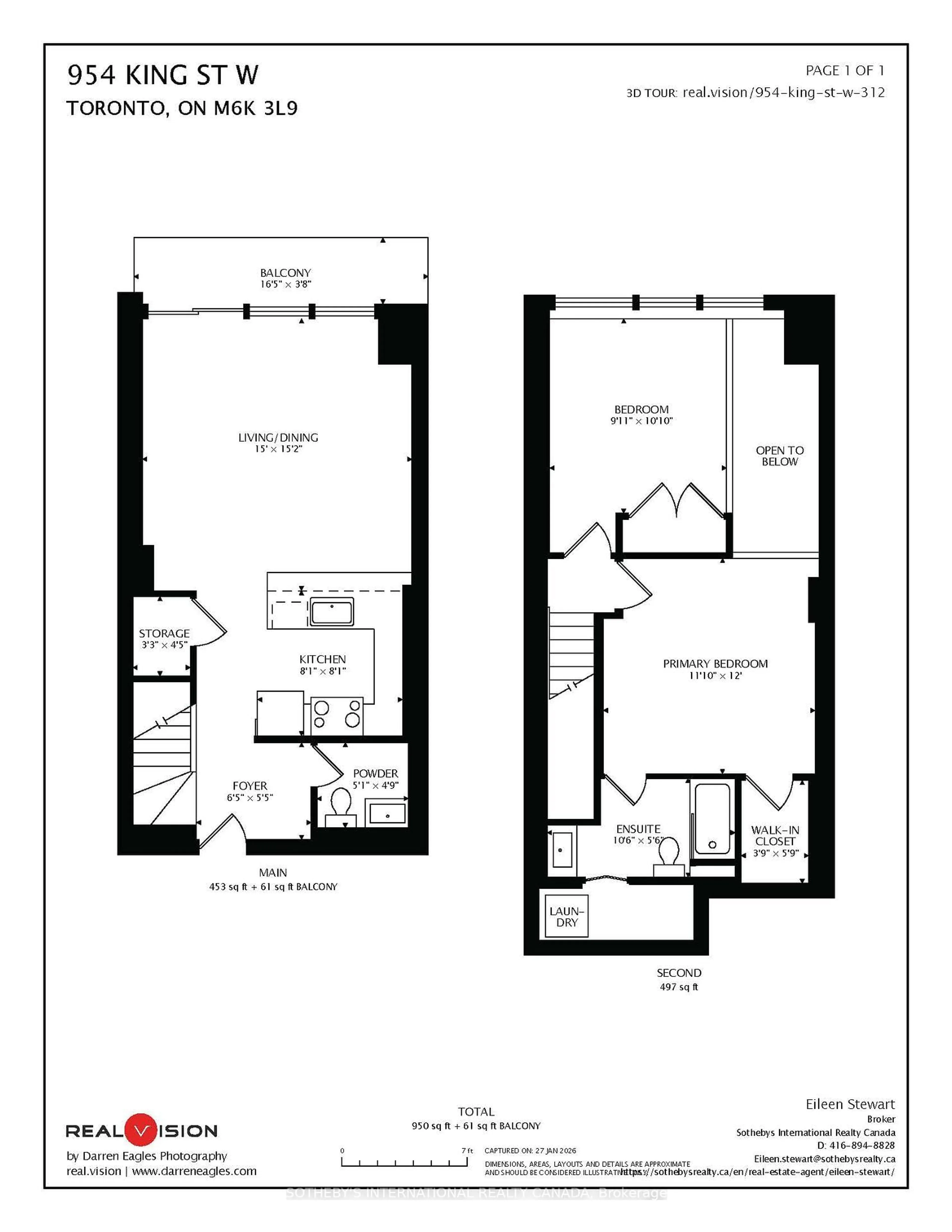 Floor plan for 954 King St #312, Toronto Ontario M6K 3L9