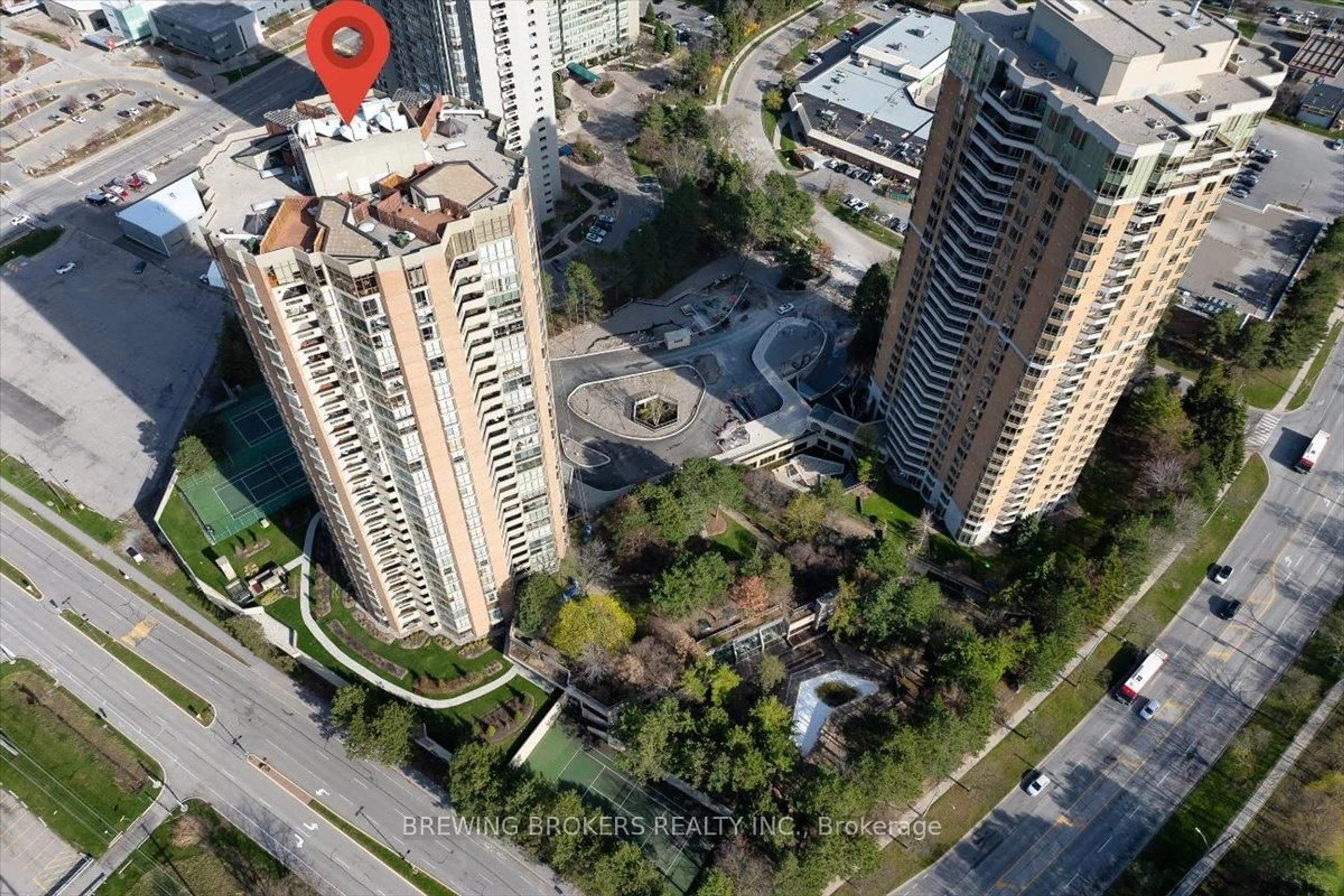 A pic from outside/outdoor area/front of a property/back of a property/a pic from drone, city buildings view from balcony for 85 Skymark Dr #501, Toronto Ontario M2H 3P2
