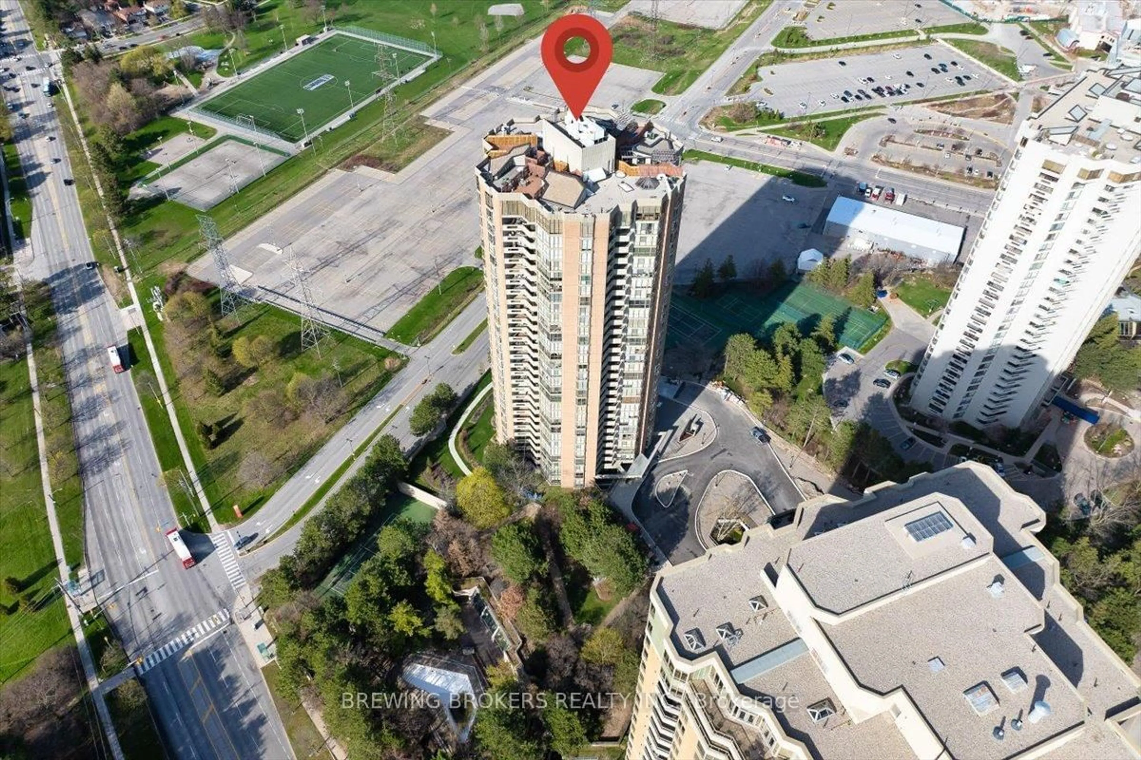 A pic from outside/outdoor area/front of a property/back of a property/a pic from drone, building for 85 Skymark Dr #501, Toronto Ontario M2H 3P2