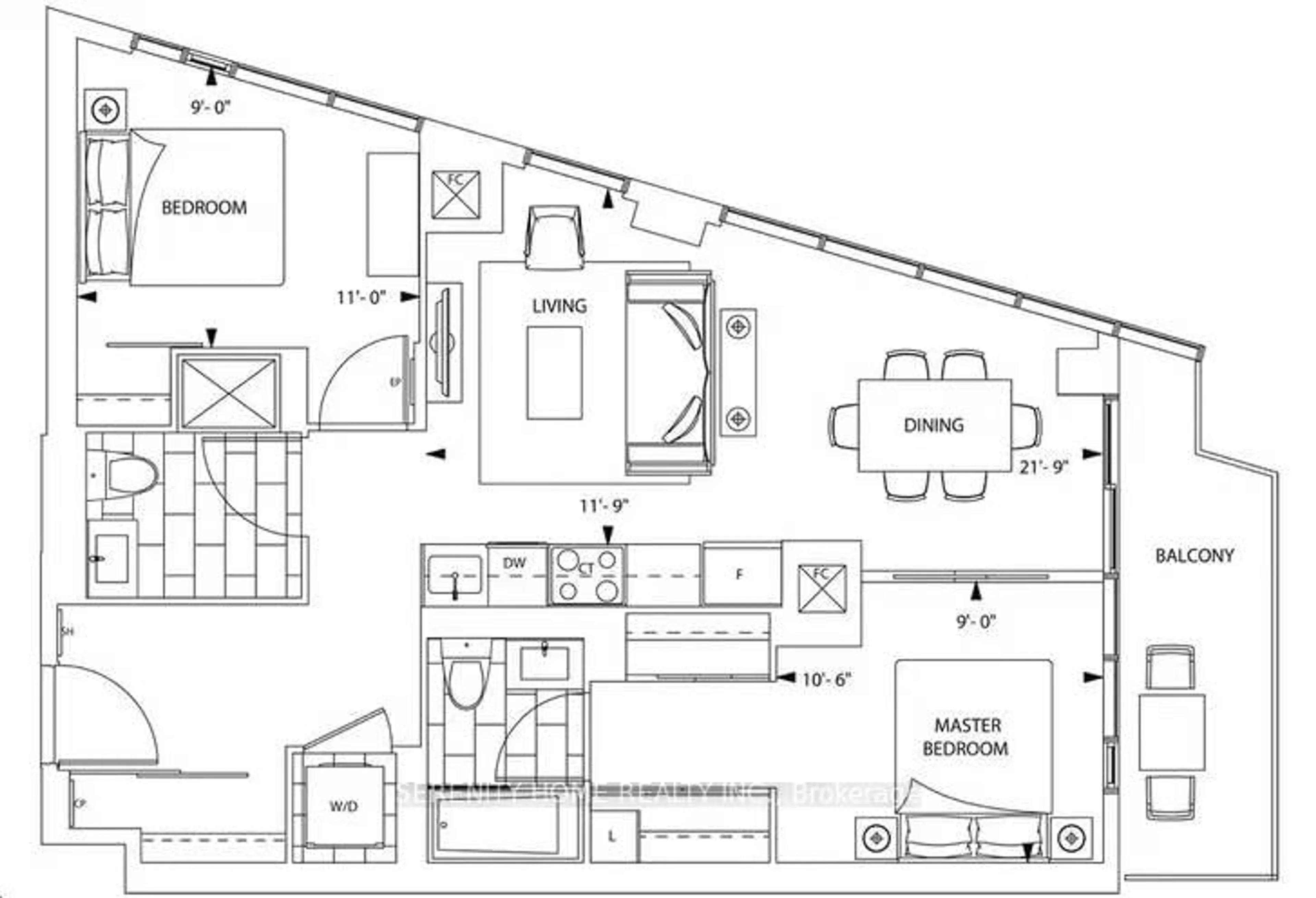 Floor plan for 575 Bloor St #908, Toronto Ontario M4W 0B2