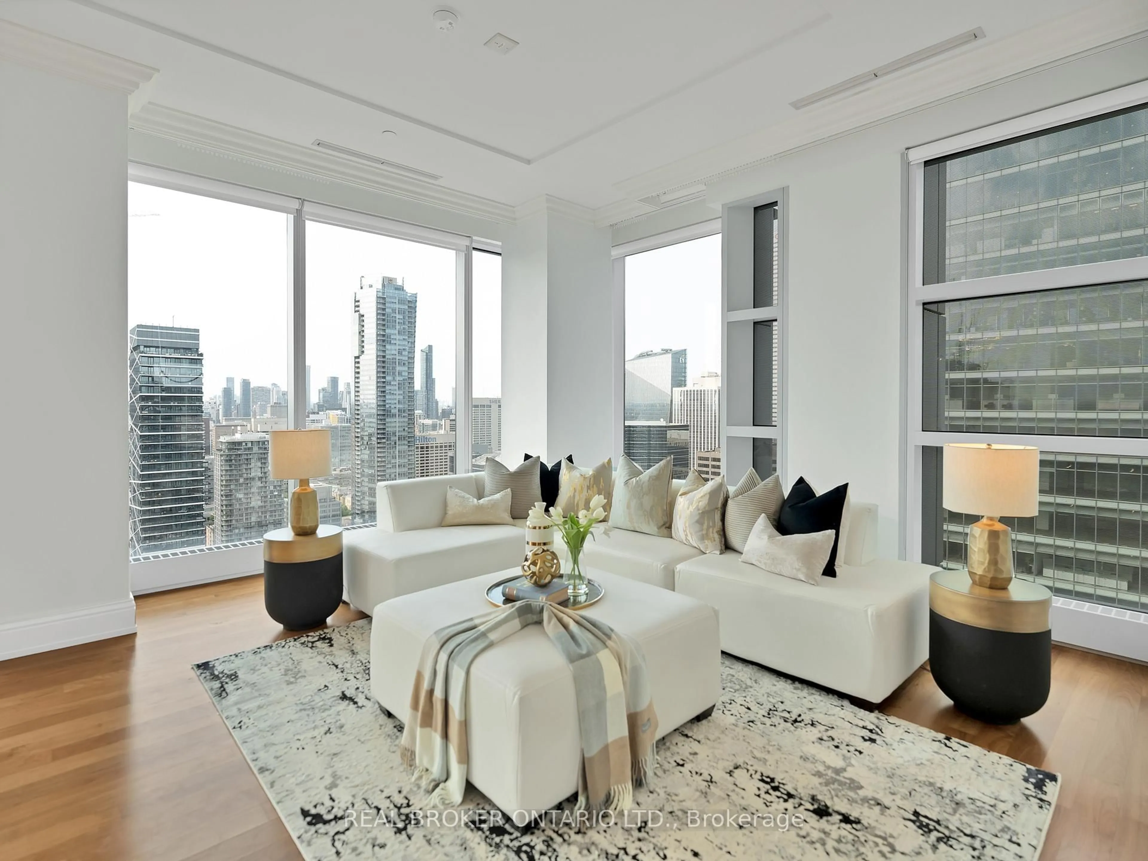 Living room with furniture, carpet floor for 183 Wellington St #3803, Toronto Ontario M5V 0A1