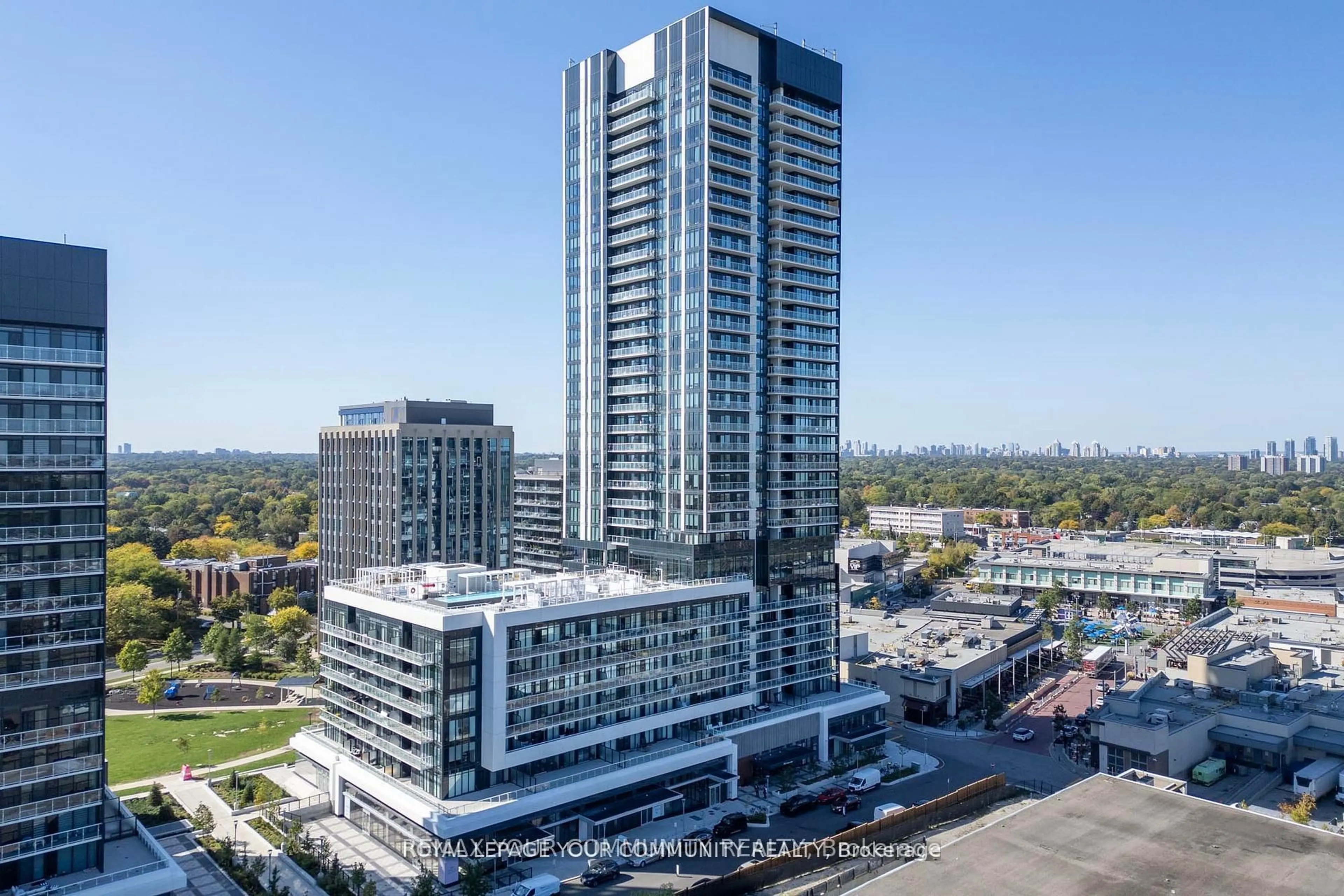 A pic from outside/outdoor area/front of a property/back of a property/a pic from drone, city buildings view from balcony for 50 O'neil Rd #317, Toronto Ontario M3C 0R1