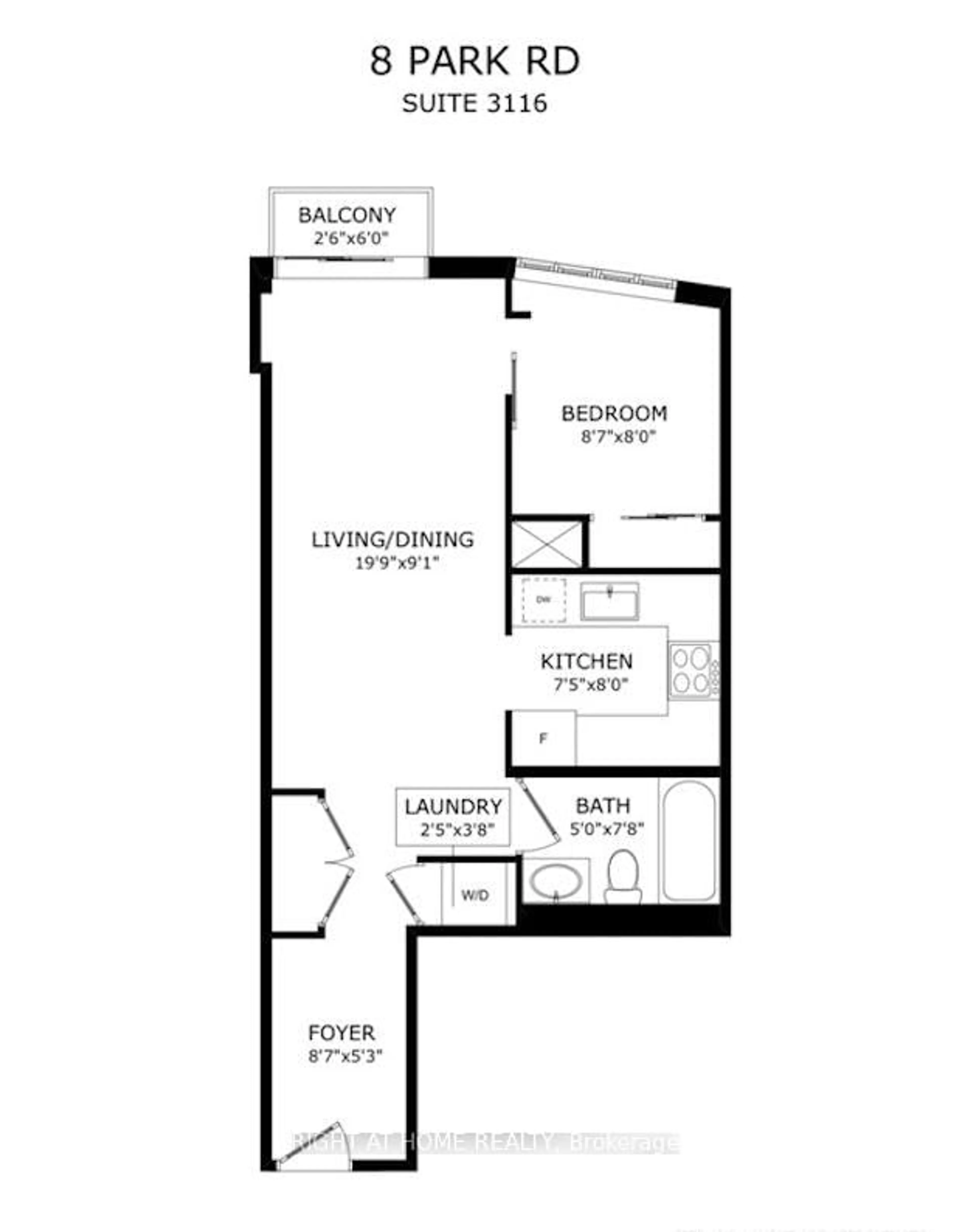 Floor plan for 8 Park Rd #3116, Toronto Ontario M4W 3S5