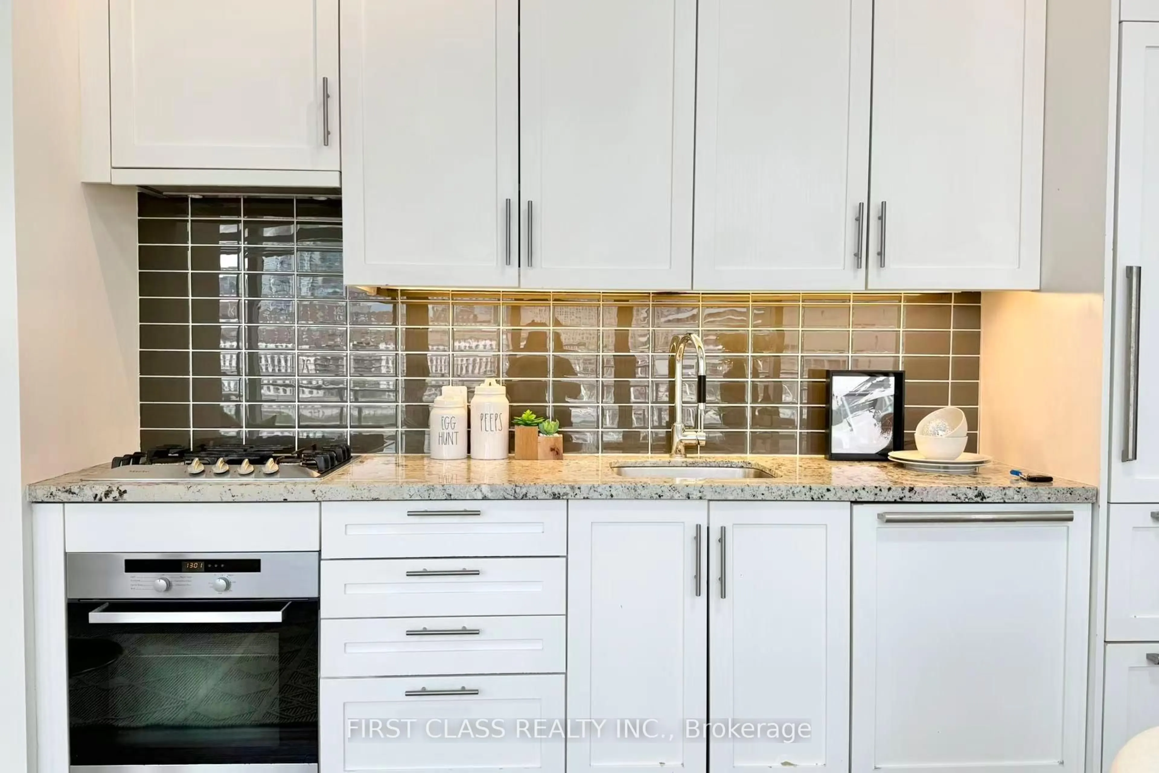 Contemporary kitchen, ceramic/tile floor for 39 Queens Quay #402, Toronto Ontario M5E 0A5