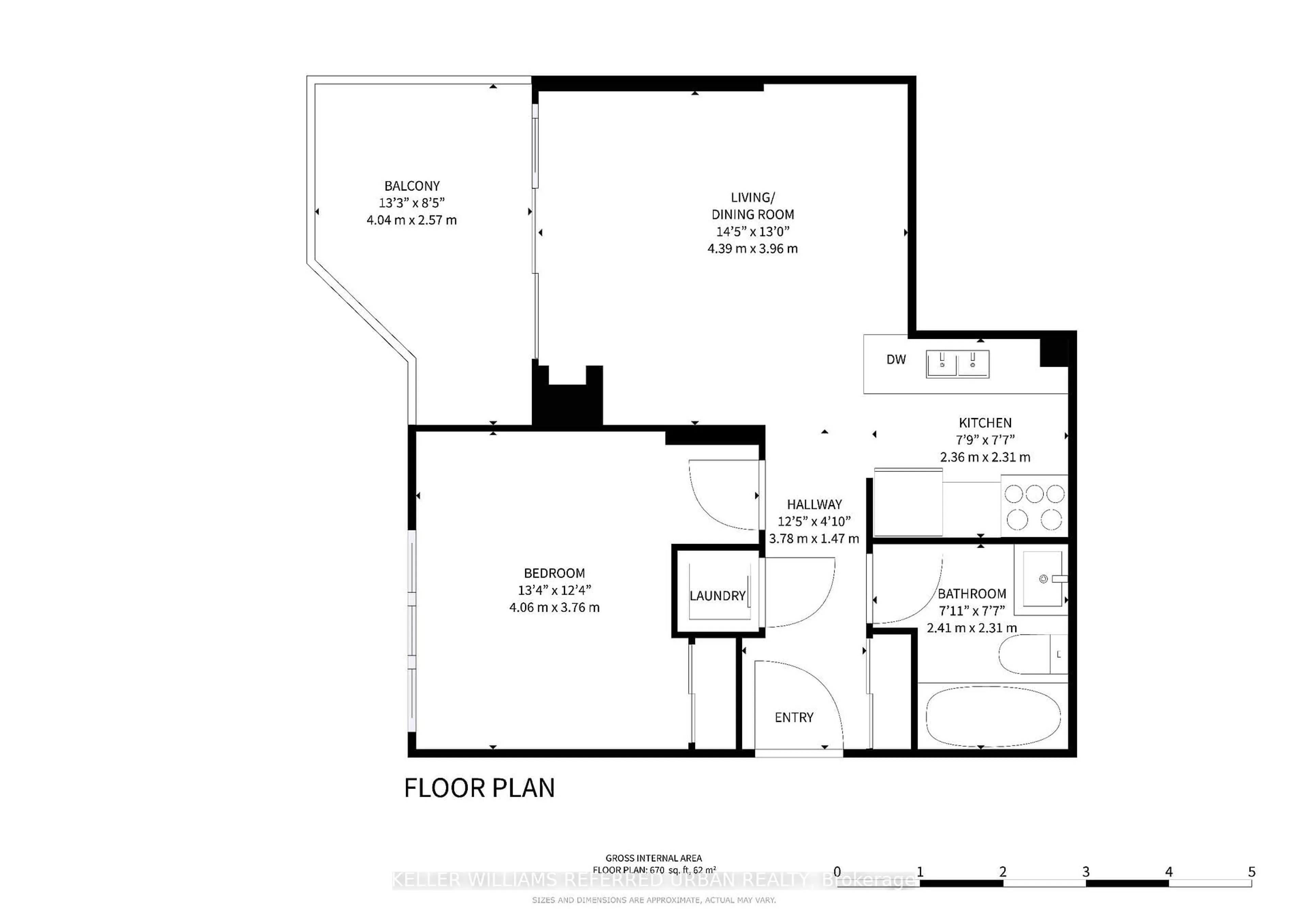 Floor plan for 230 Queens Quay #2325, Toronto Ontario M5J 2Y7