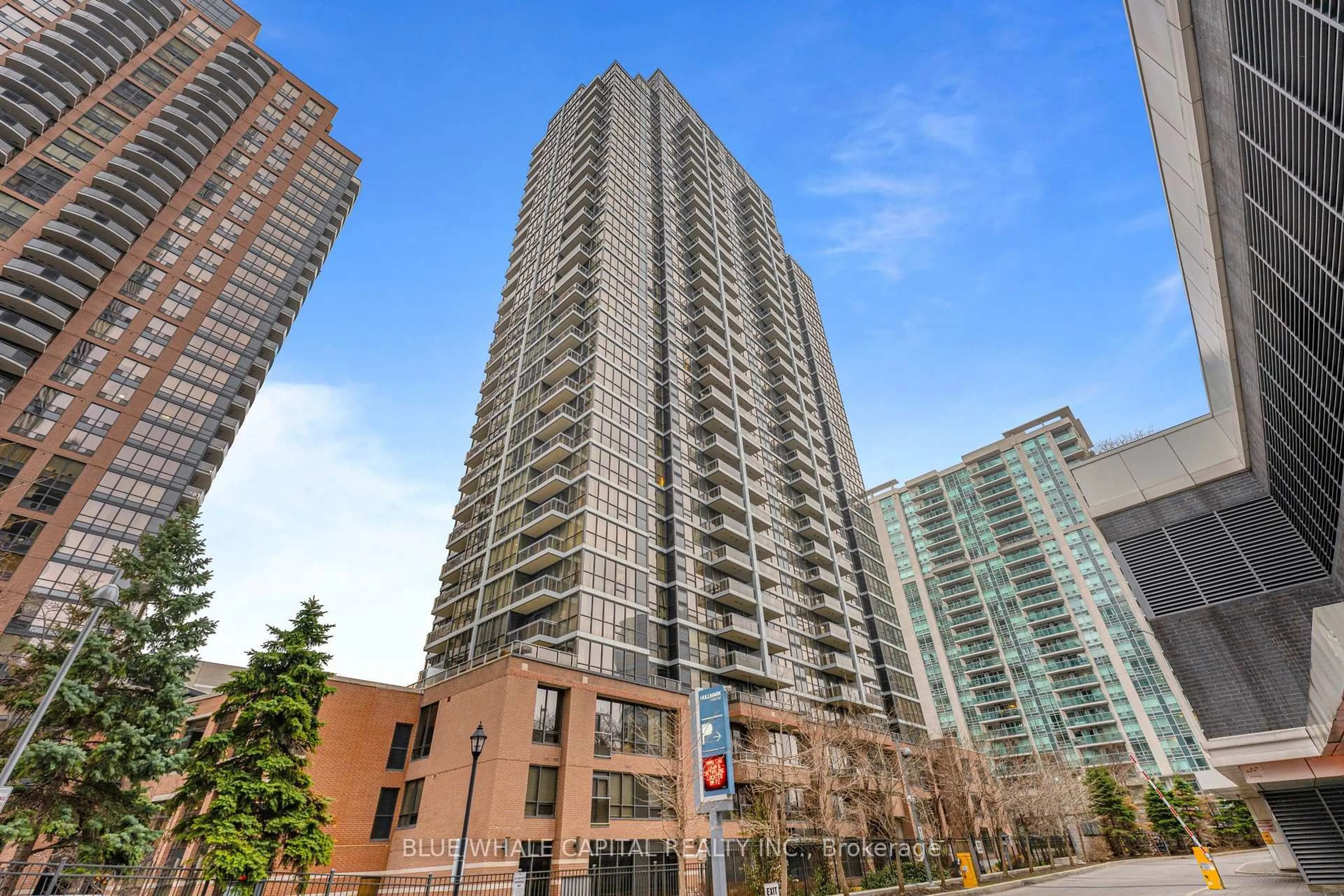 Patio, city buildings view from balcony for 23 Sheppard Ave #1706, Toronto Ontario M2N 0C8