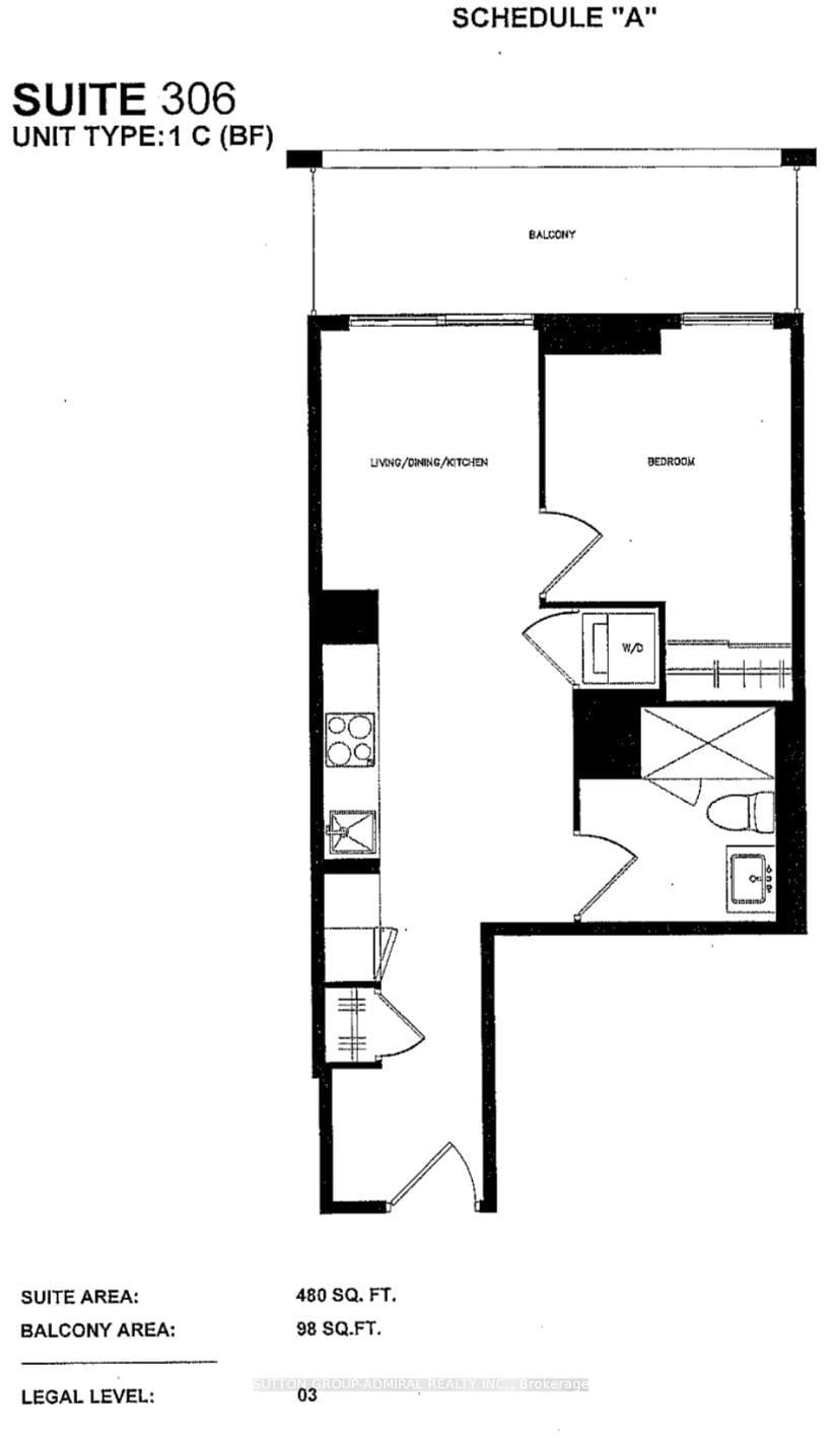 Floor plan for 9 Tecumseth St #306, Toronto Ontario M5V 3G4