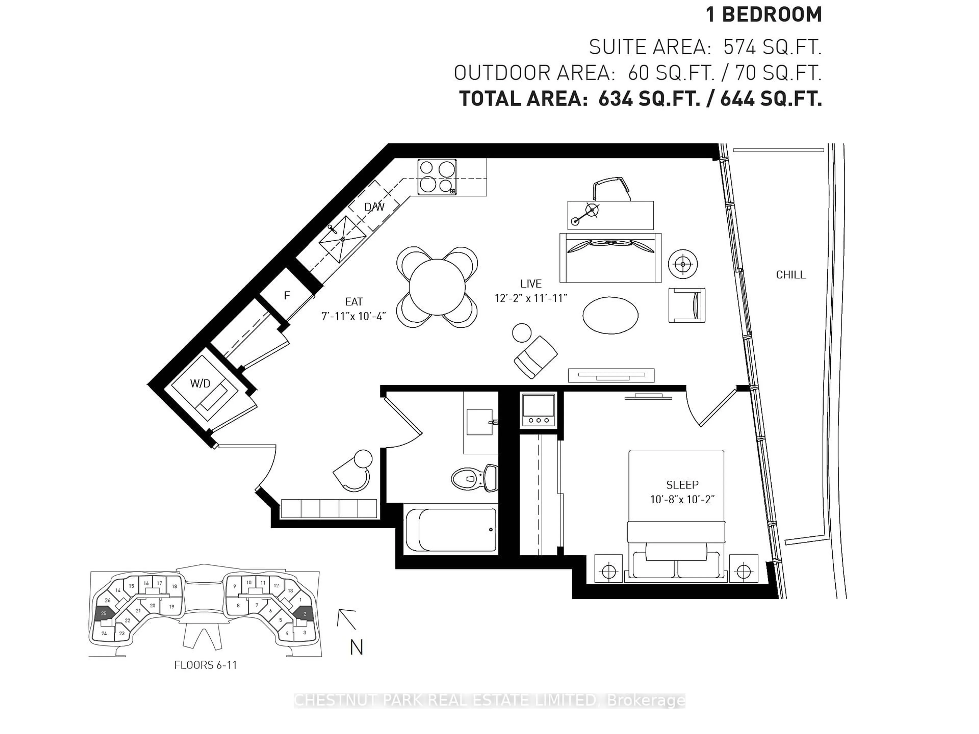 Floor plan for 99 The Donway #902, Toronto Ontario M3C 0N8