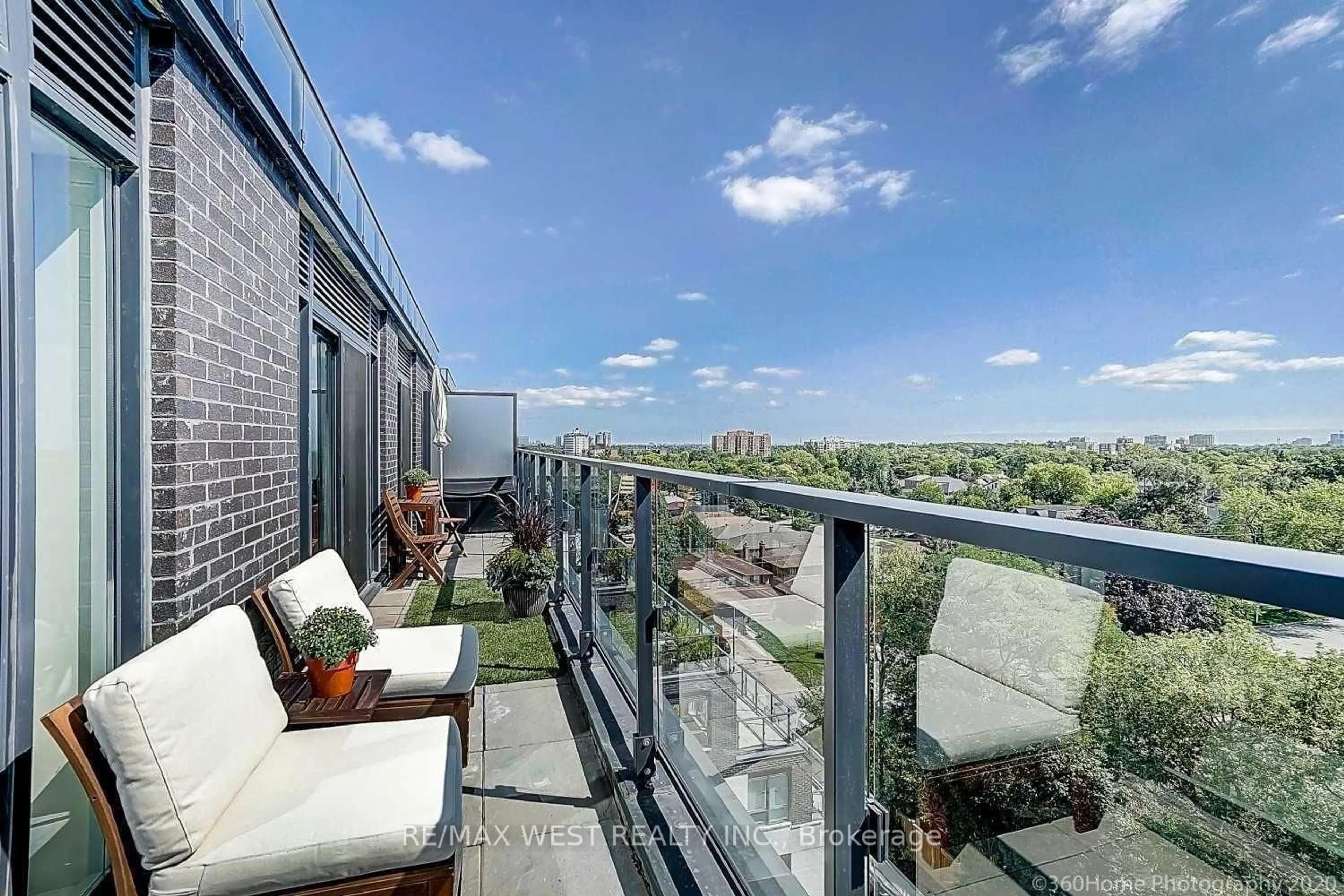 Balcony in the apartment, city buildings view from balcony for 741 Sheppard Ave #802, Toronto Ontario M3H 0C9