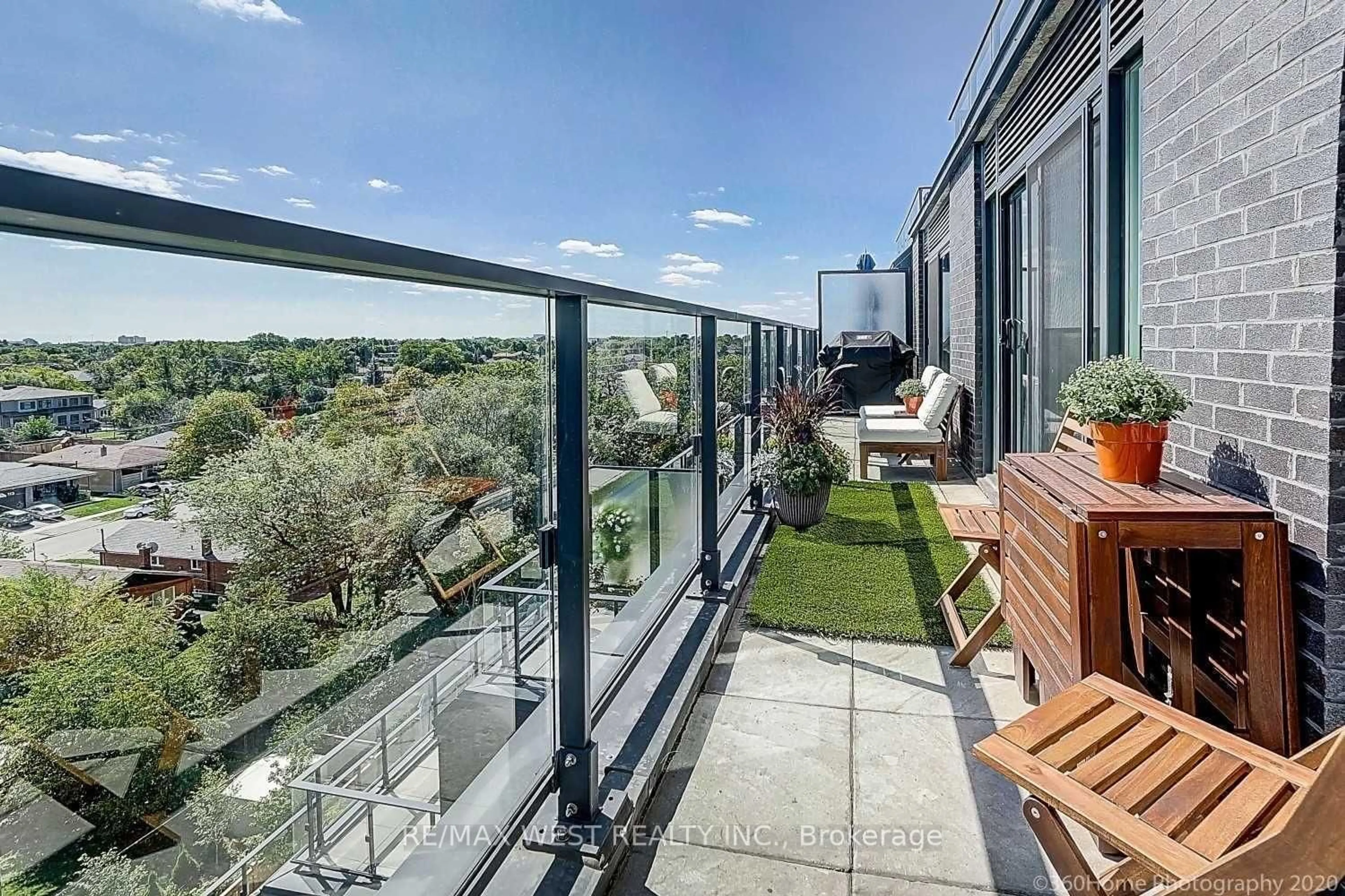 Patio, city buildings view from balcony for 741 Sheppard Ave #802, Toronto Ontario M3H 0C9