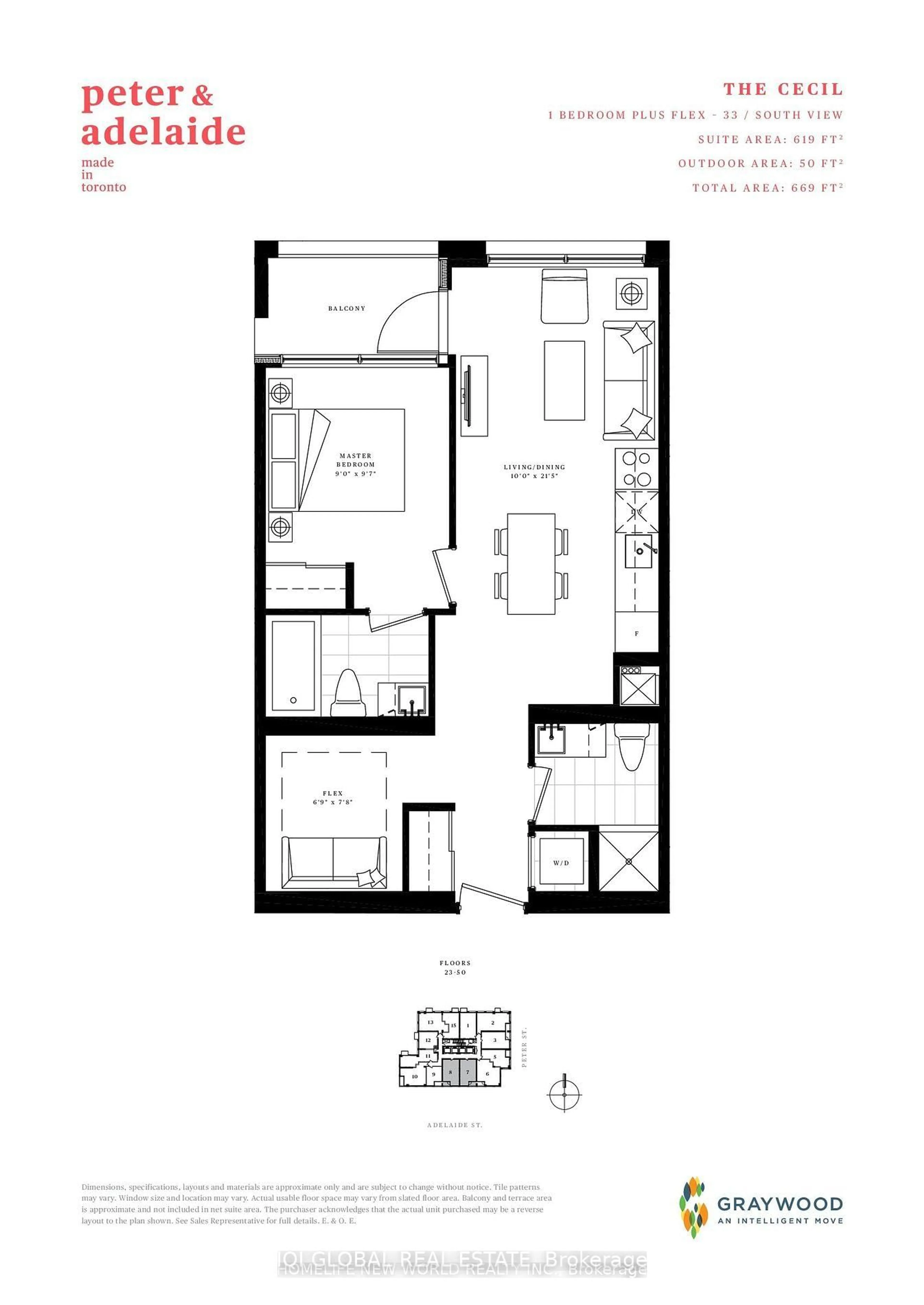 Floor plan for 108 Peter St #5008, Toronto Ontario M5V 0W2
