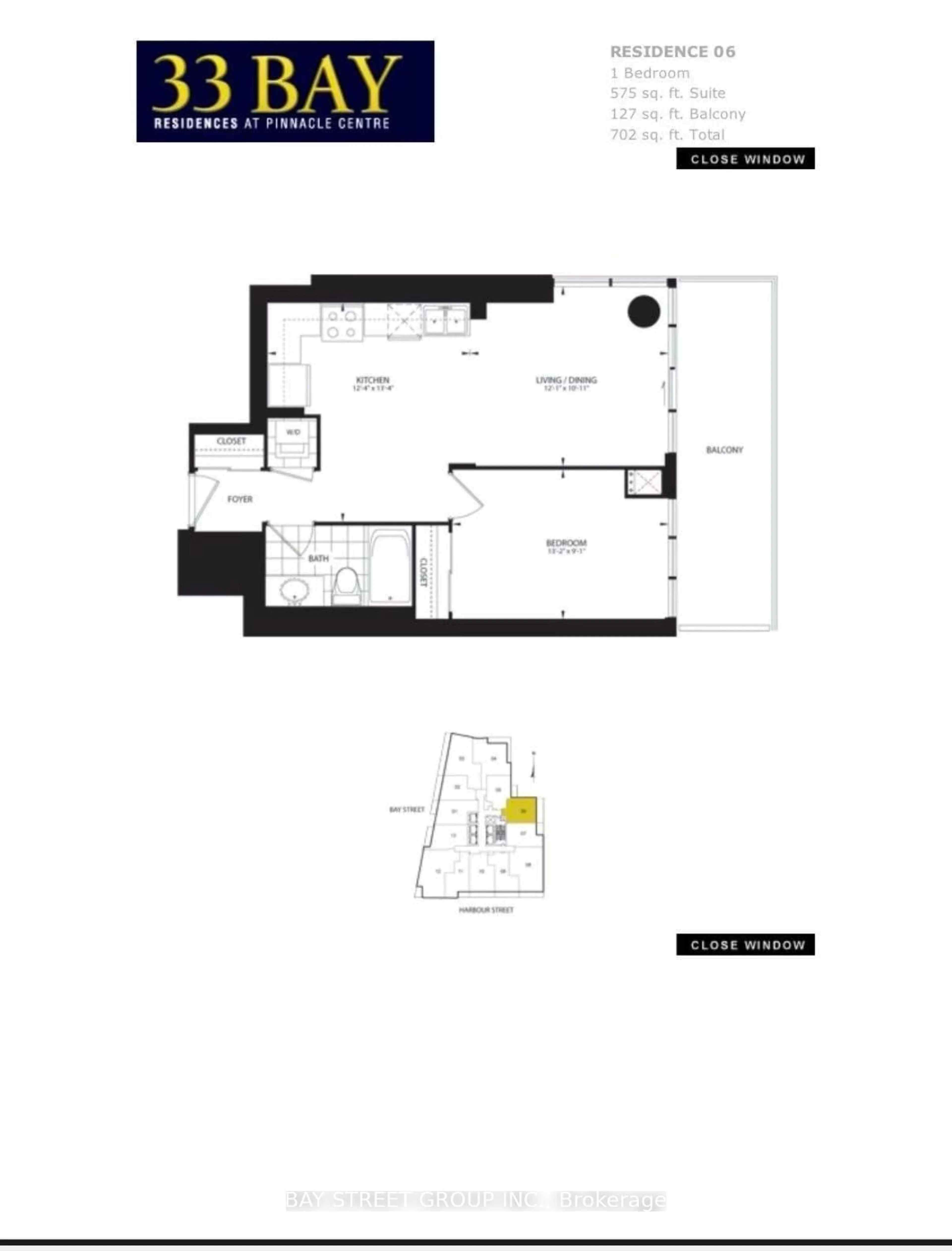 Floor plan for 33 Bay St #3606, Toronto Ontario M5J 2Z3