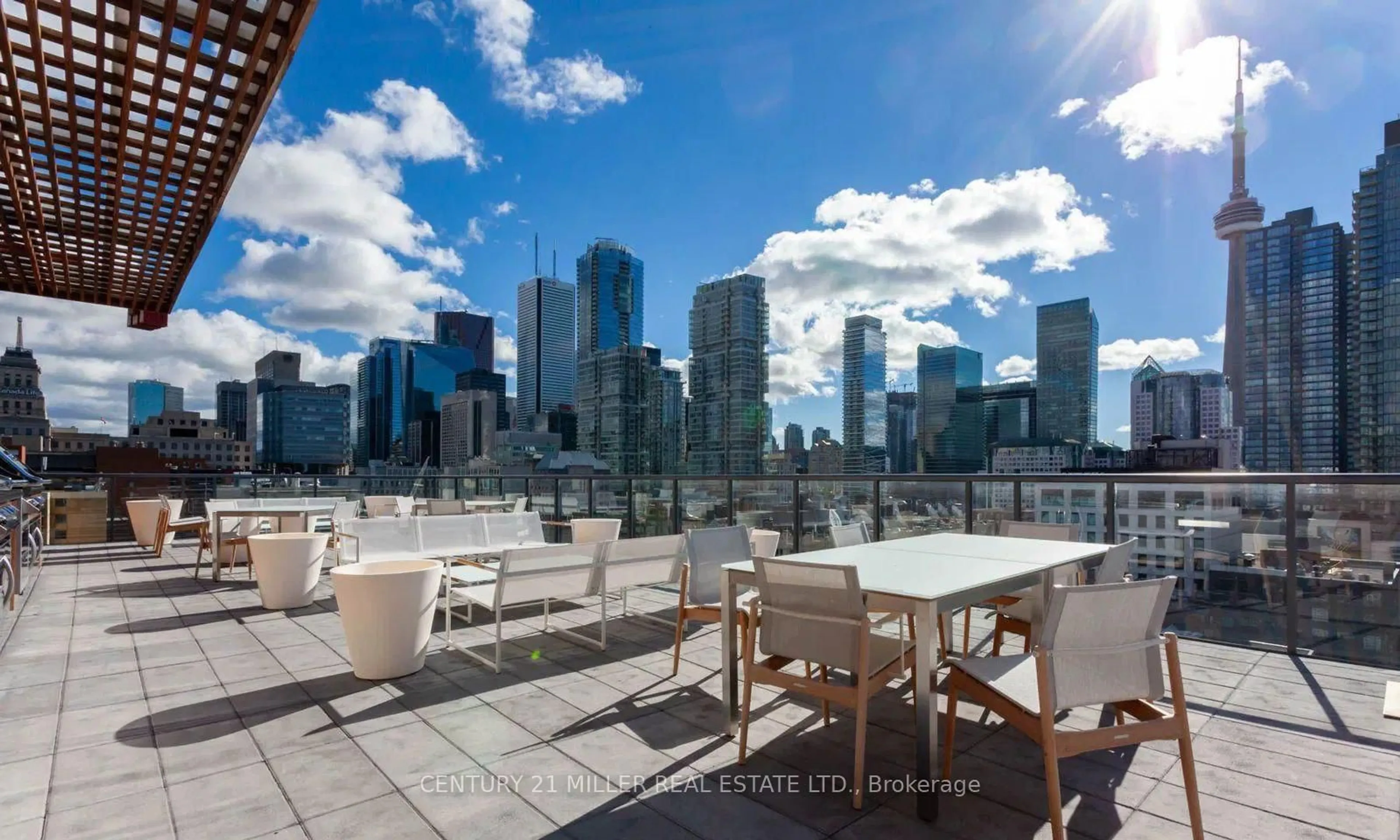 Patio, city buildings view from balcony for 15 Beverley St #301, Toronto Ontario M5T 1X8
