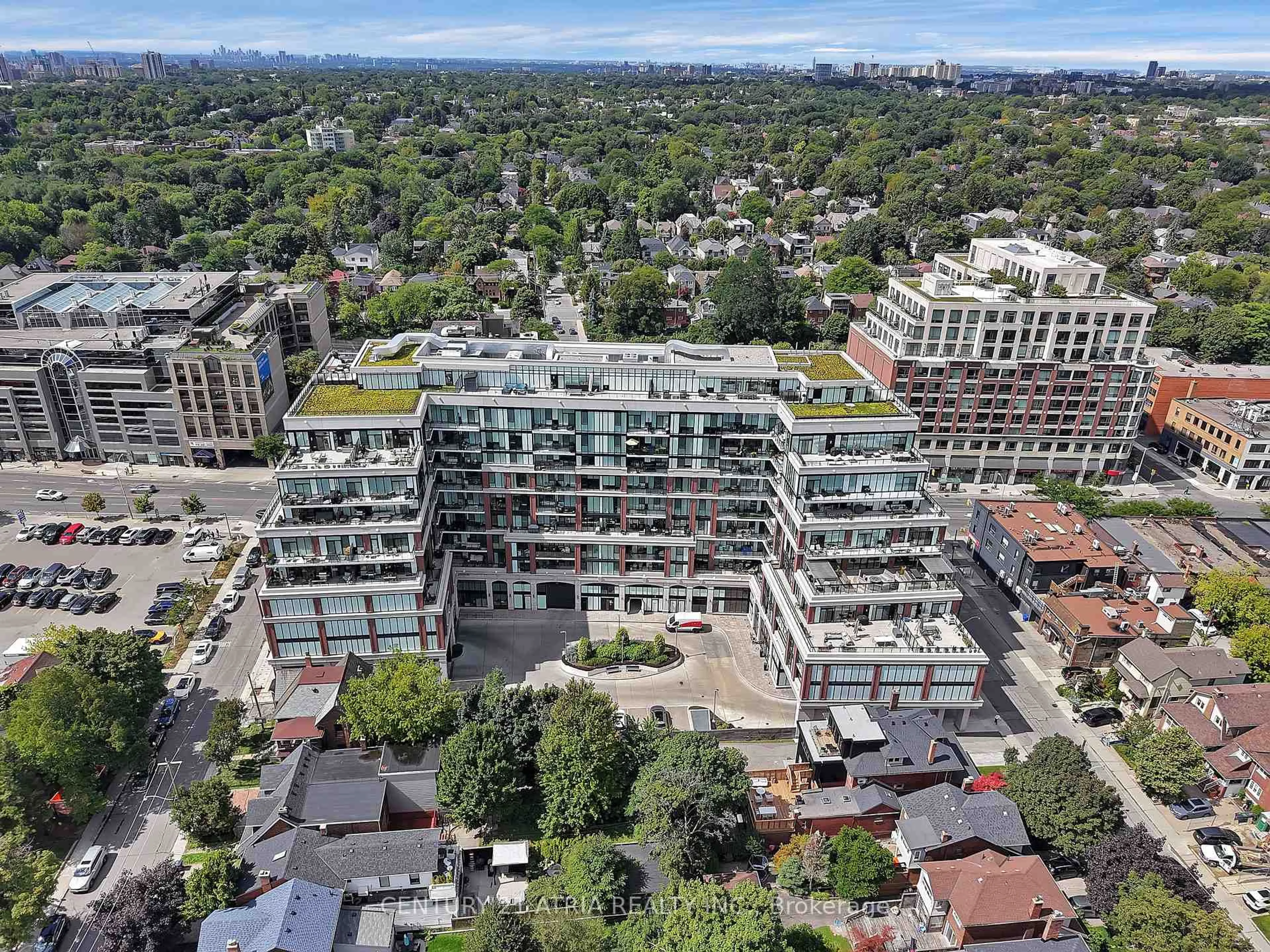 A pic from outside/outdoor area/front of a property/back of a property/a pic from drone, city buildings view from balcony for 1 Belsize Dr #511, Toronto Ontario M4S 0B9
